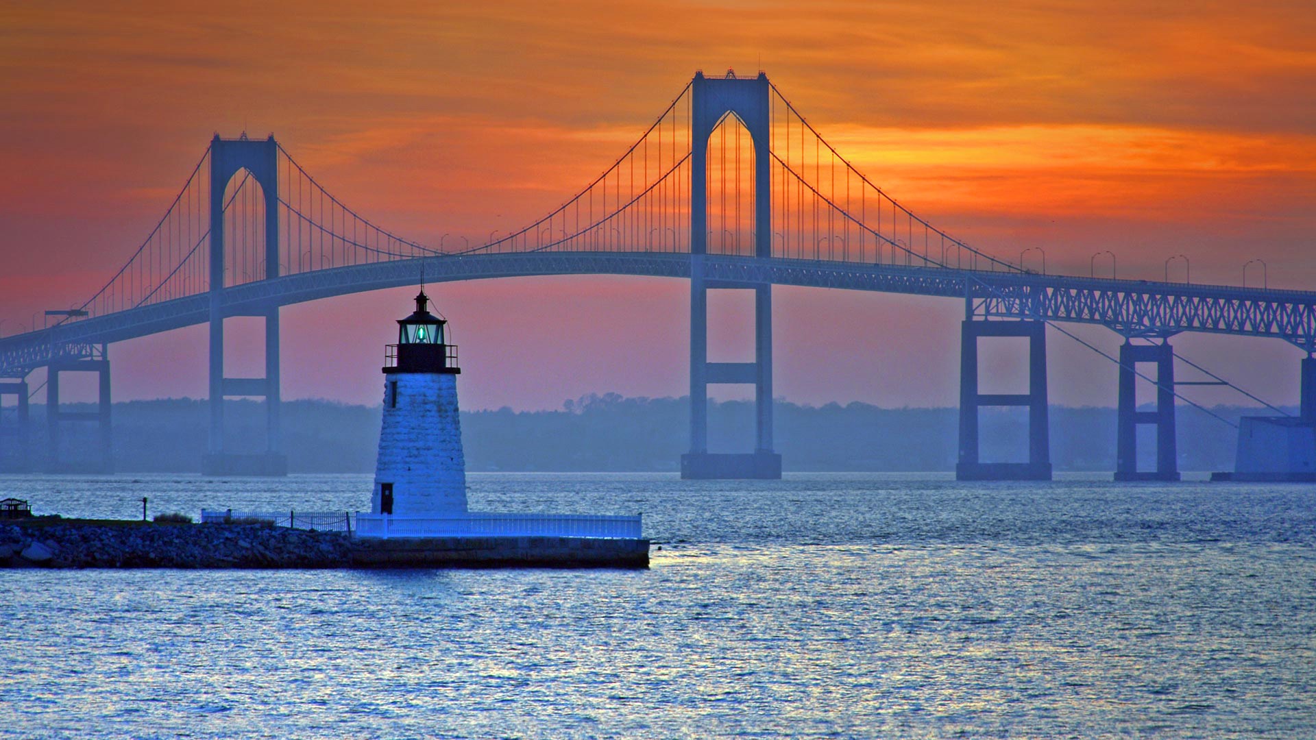 Beautiful Lighthouse With Rock Bridge Wallpapers