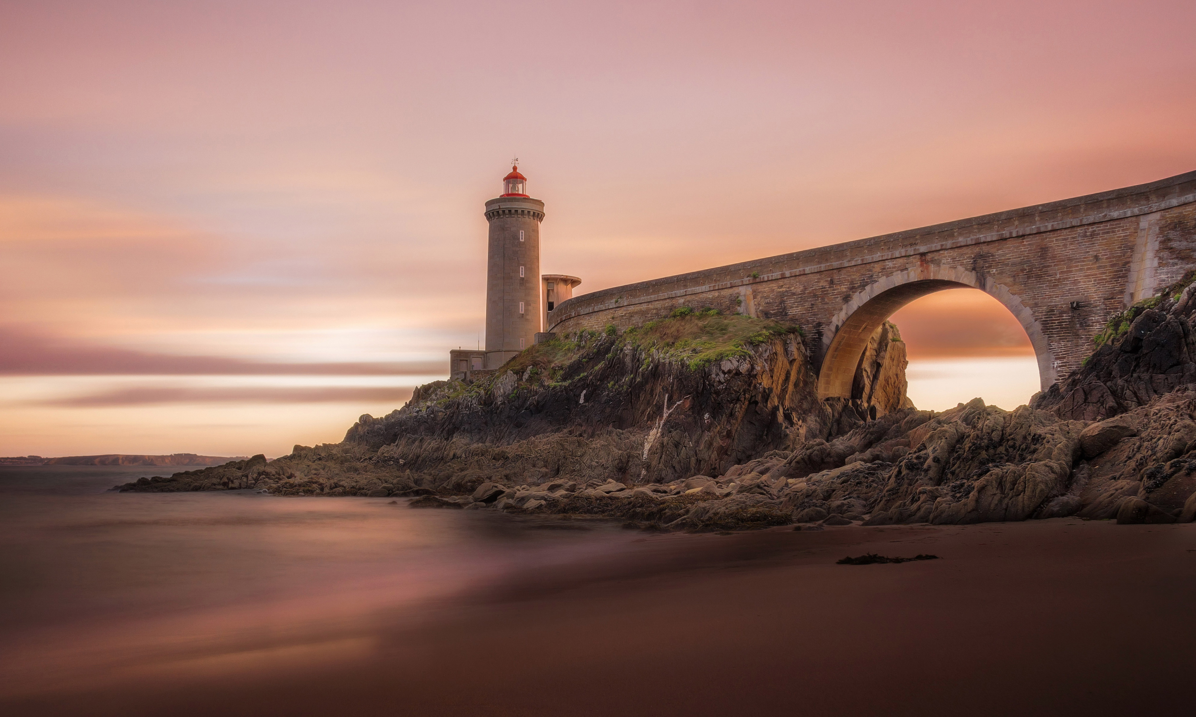 Beautiful Lighthouse With Rock Bridge Wallpapers