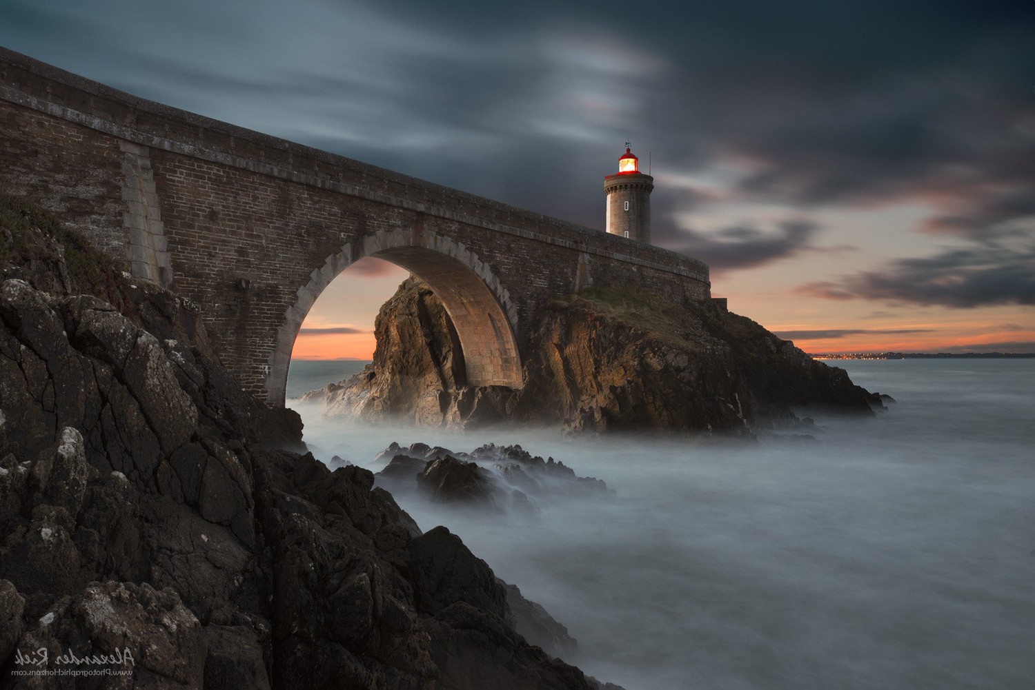 Beautiful Lighthouse With Rock Bridge Wallpapers