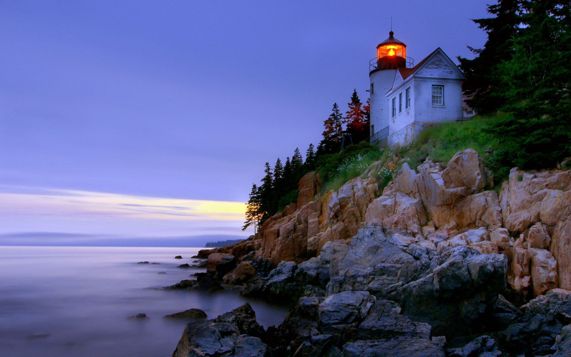 Beautiful Lighthouse With Rock Bridge Wallpapers