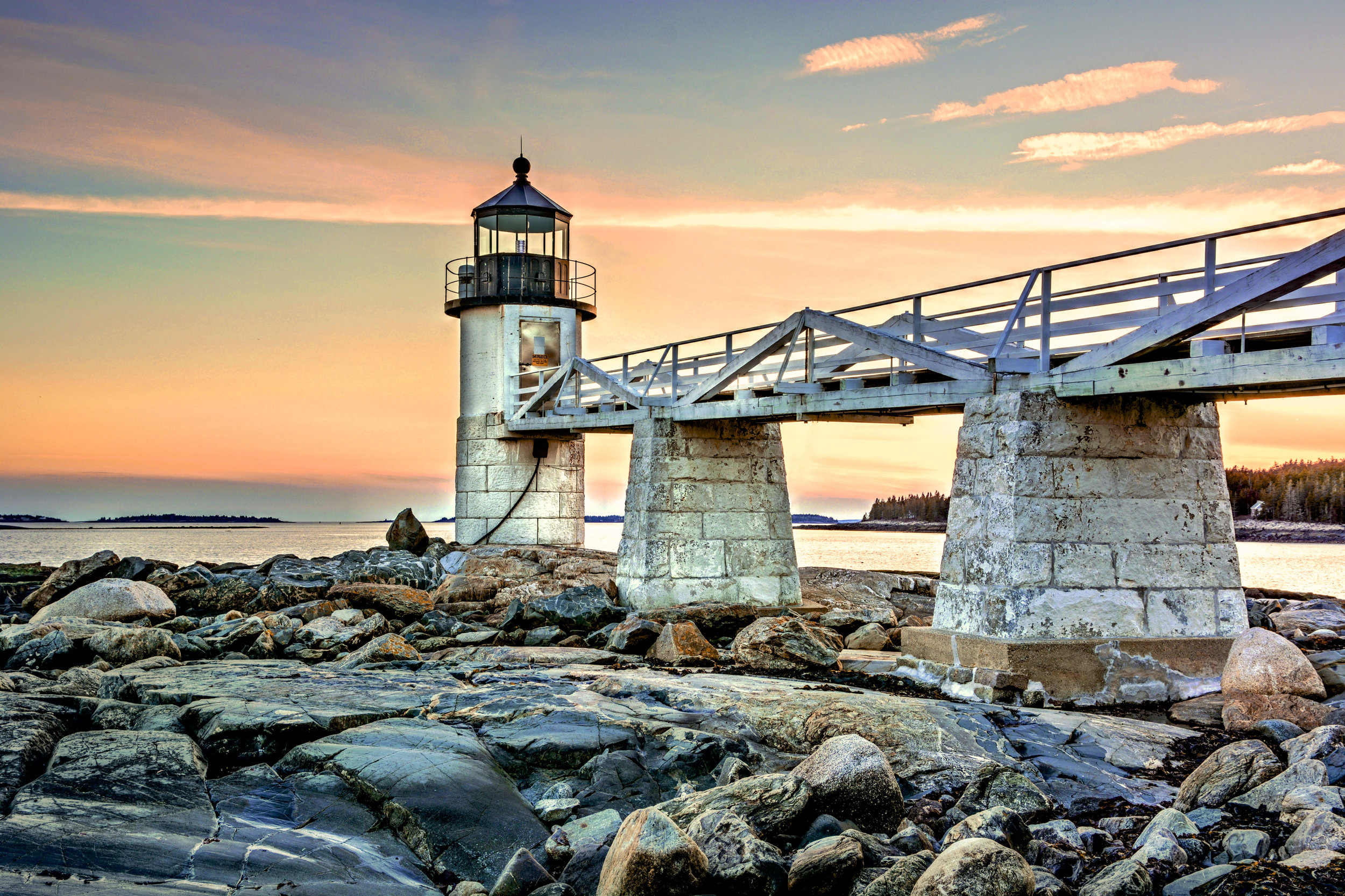 Beautiful Lighthouse With Rock Bridge Wallpapers