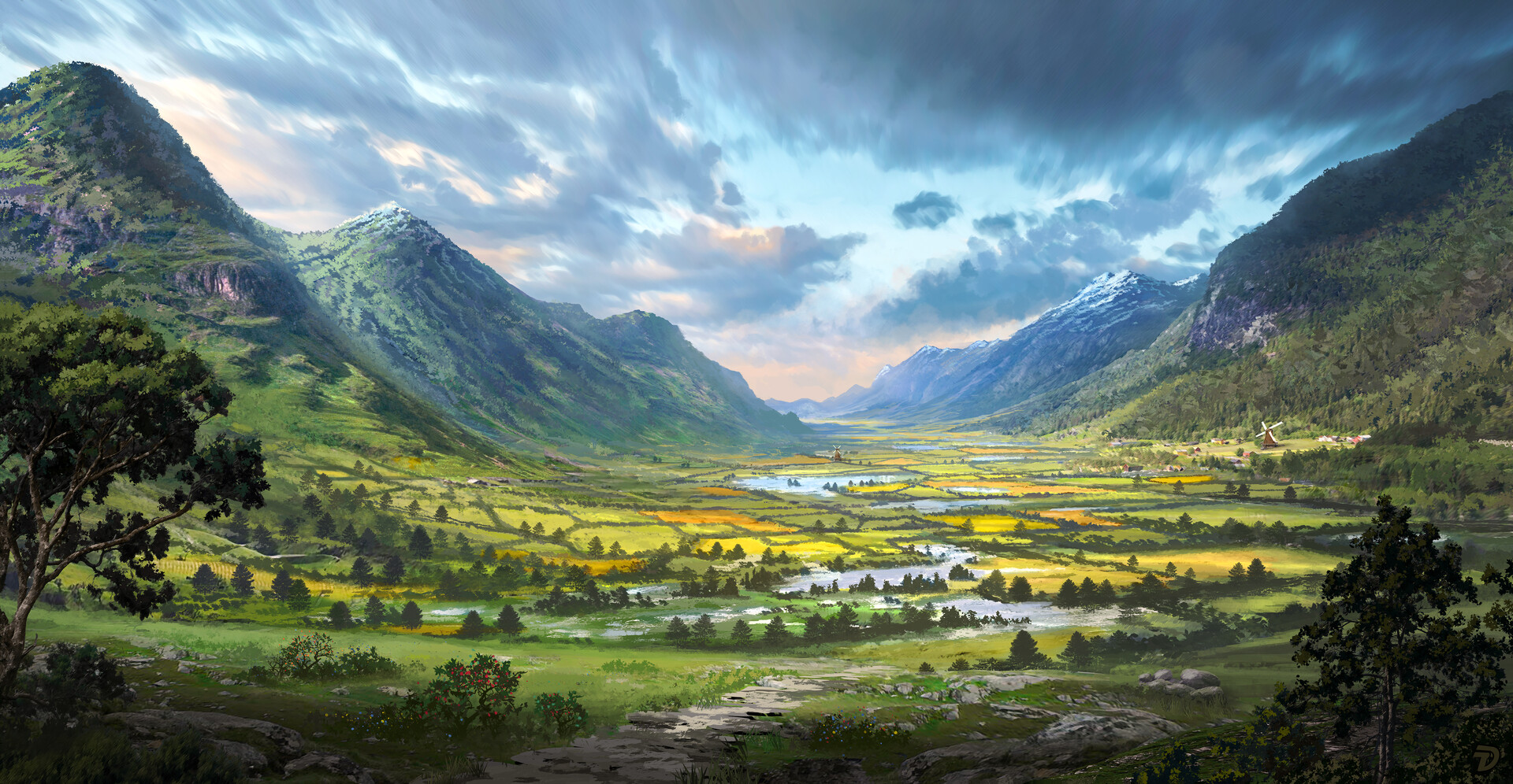 Beautiful Valley Landscape Mountains Wallpapers