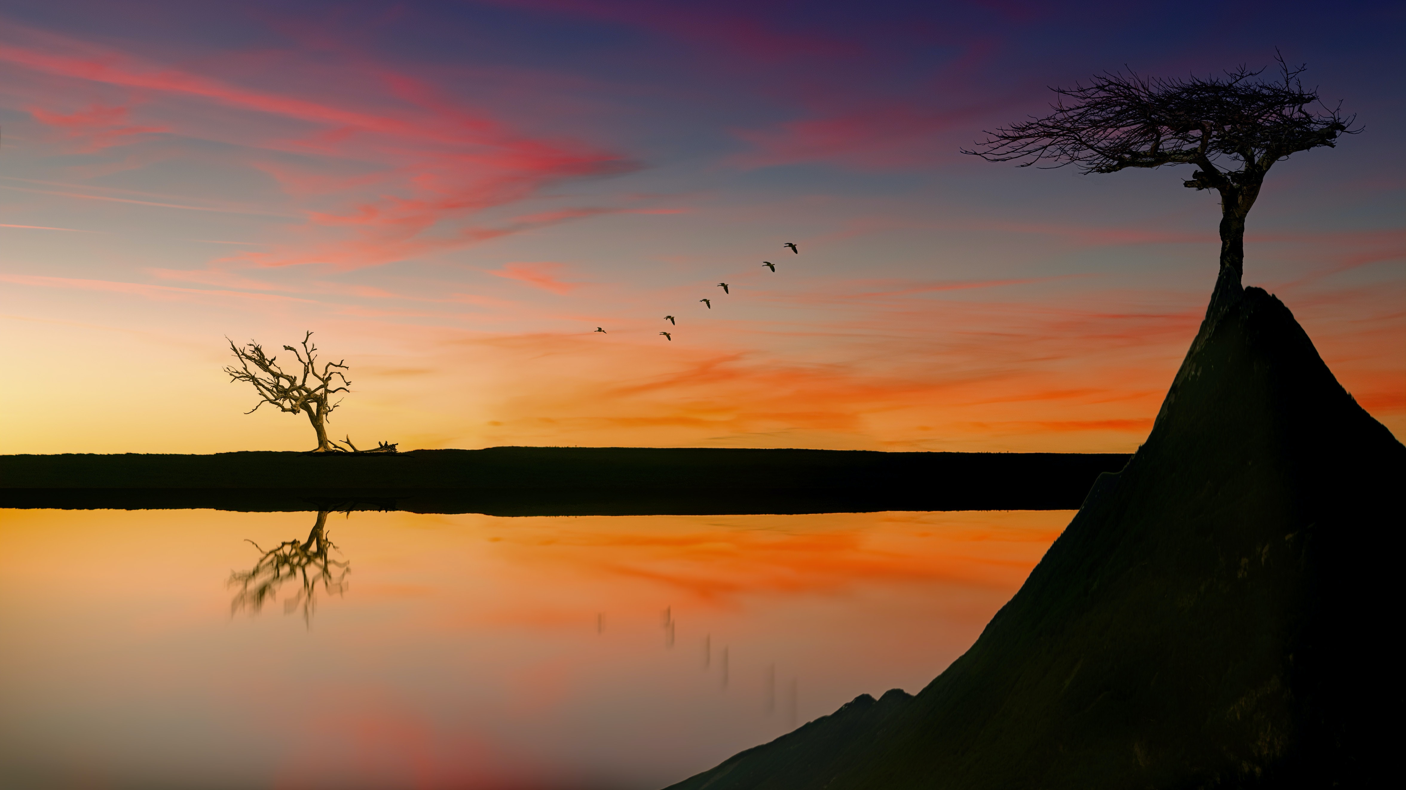 Beautiful View Of Lake During Dawn Wallpapers