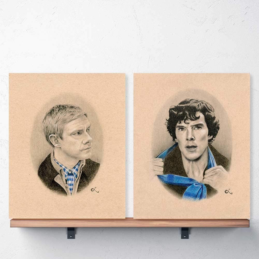 Benedict Cumberbatch And Martin Freeman Sherlock Artwork Wallpapers