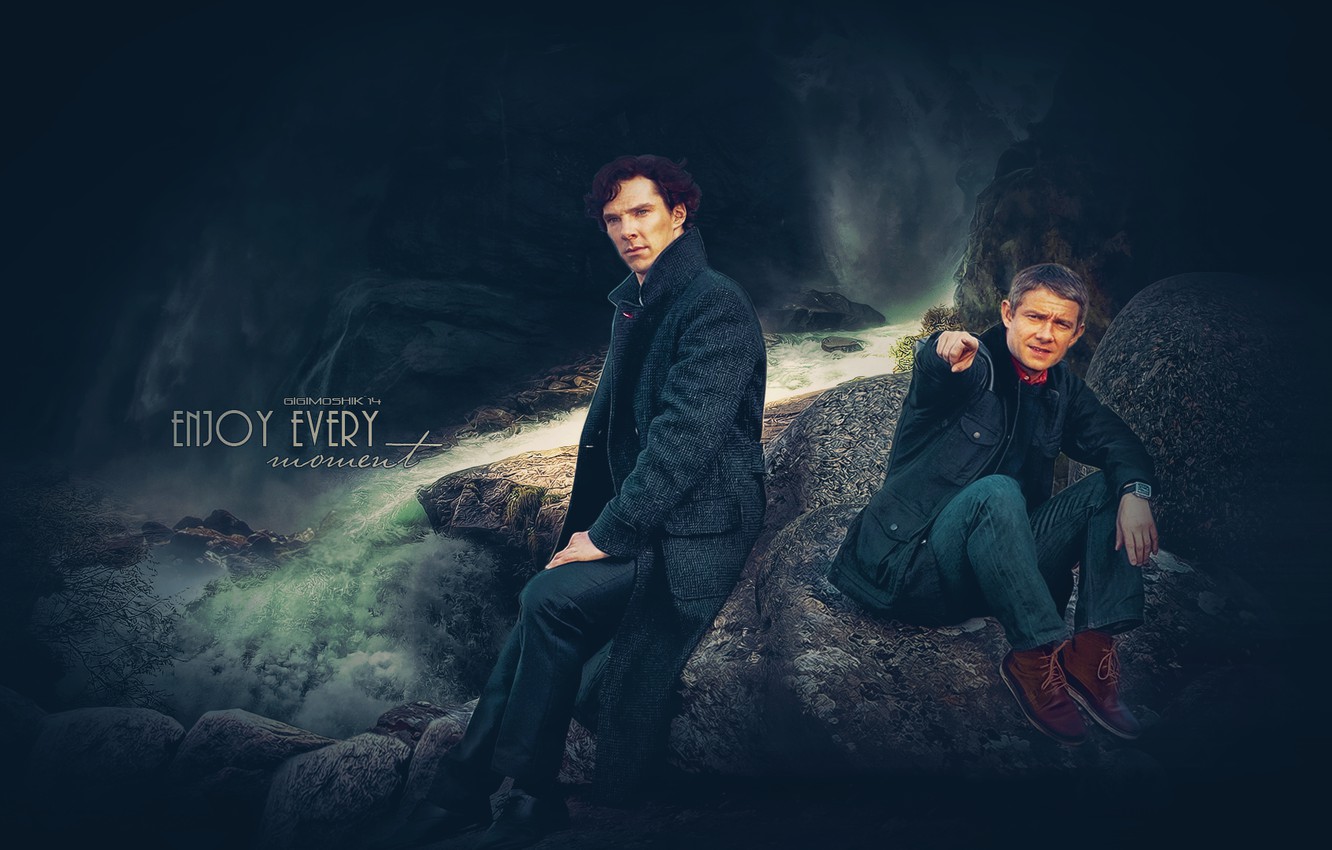 Benedict Cumberbatch And Martin Freeman Sherlock Artwork Wallpapers