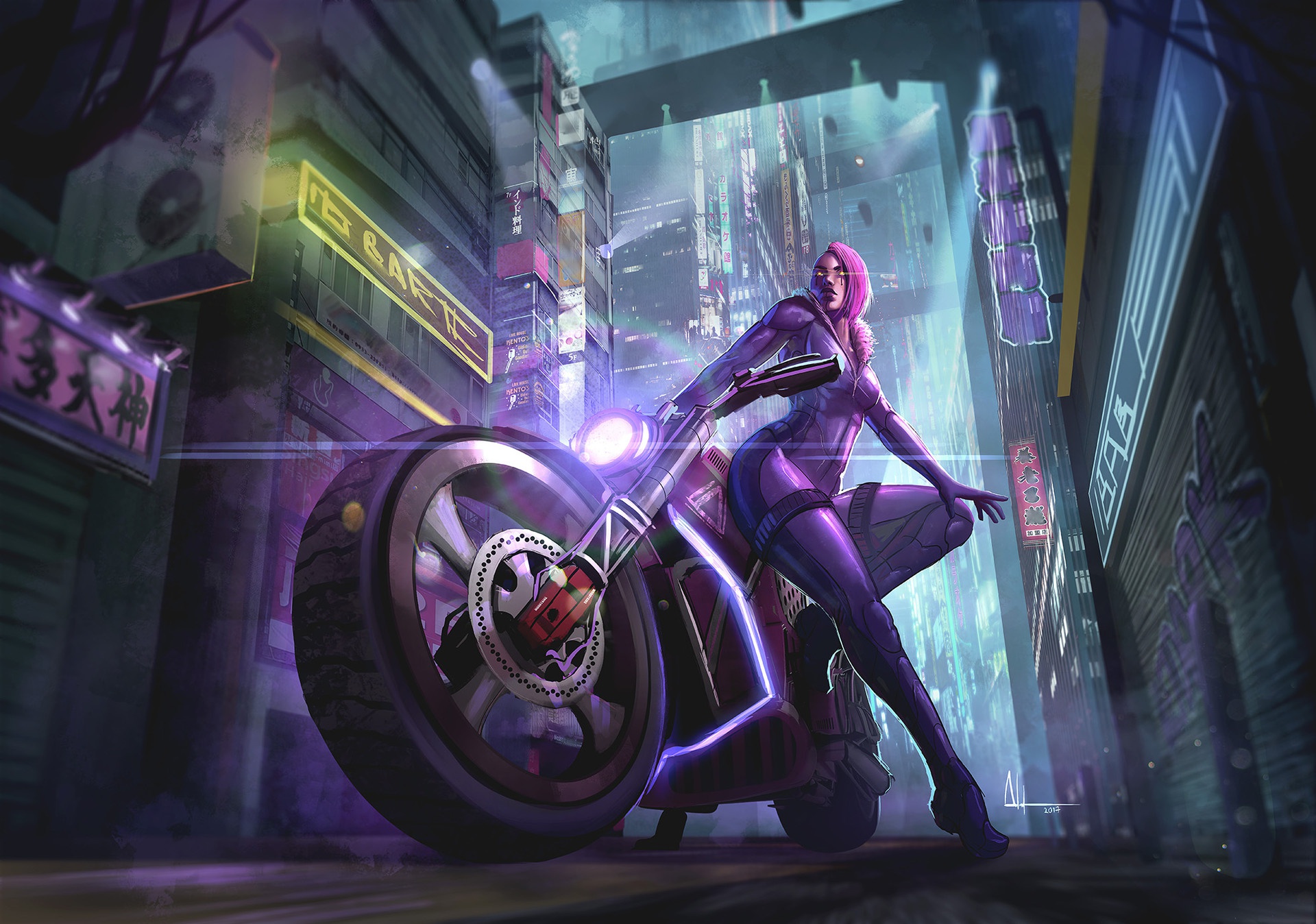 Biker Girl Futuristic Wallpapers