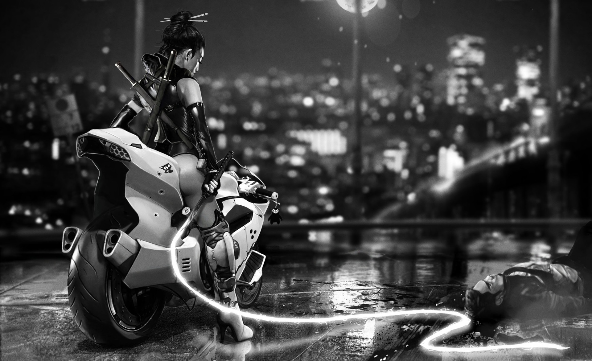 Biker Girl Futuristic Wallpapers