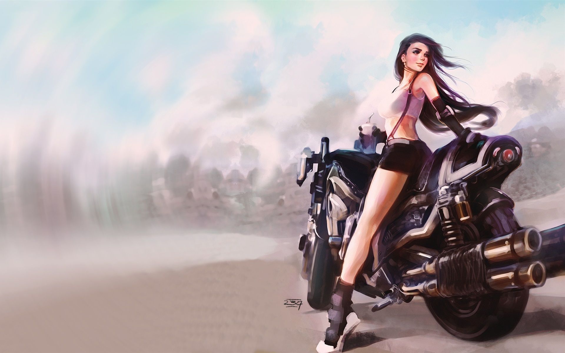 Biker Girl Futuristic Wallpapers