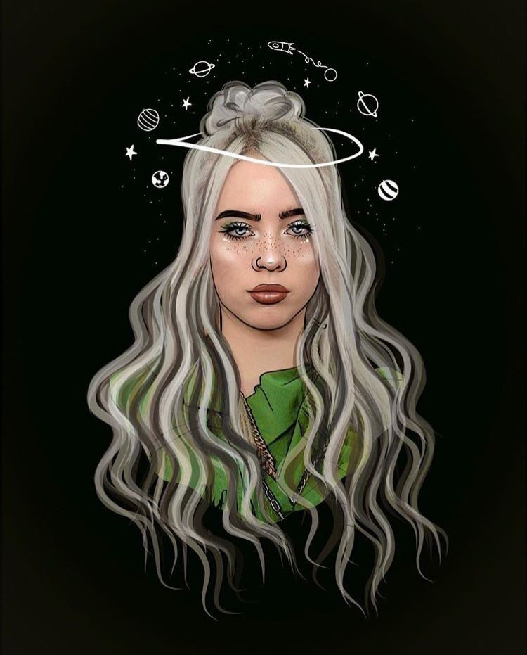 Billie Eilish Cartoon Drawing Wallpapers