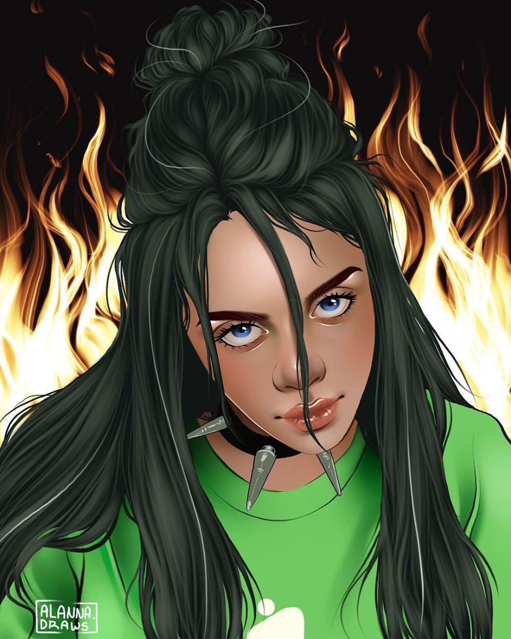 Billie Eilish Cartoon Drawing Wallpapers