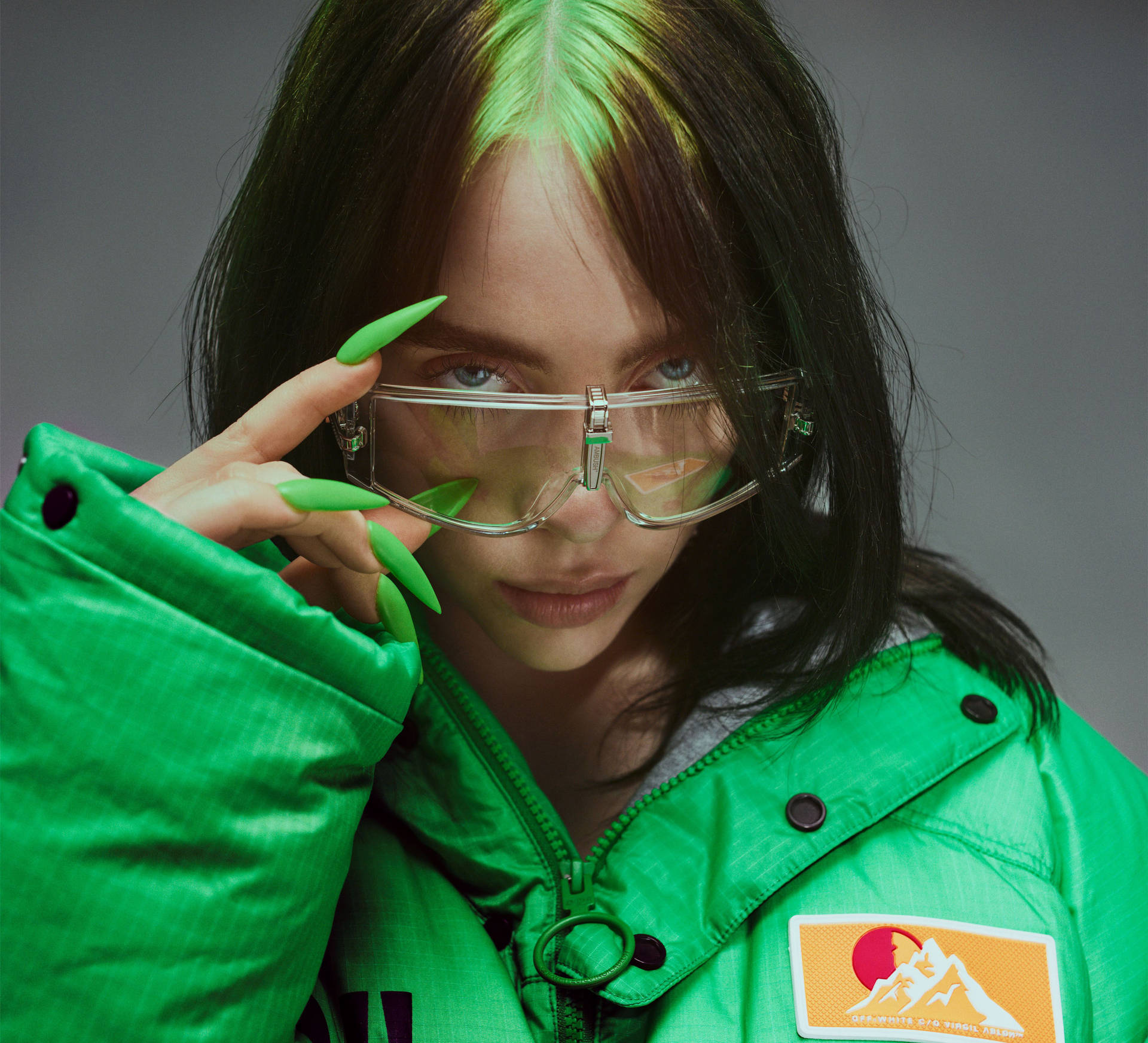 Billie Eilish Green Hair Smiling Wallpapers