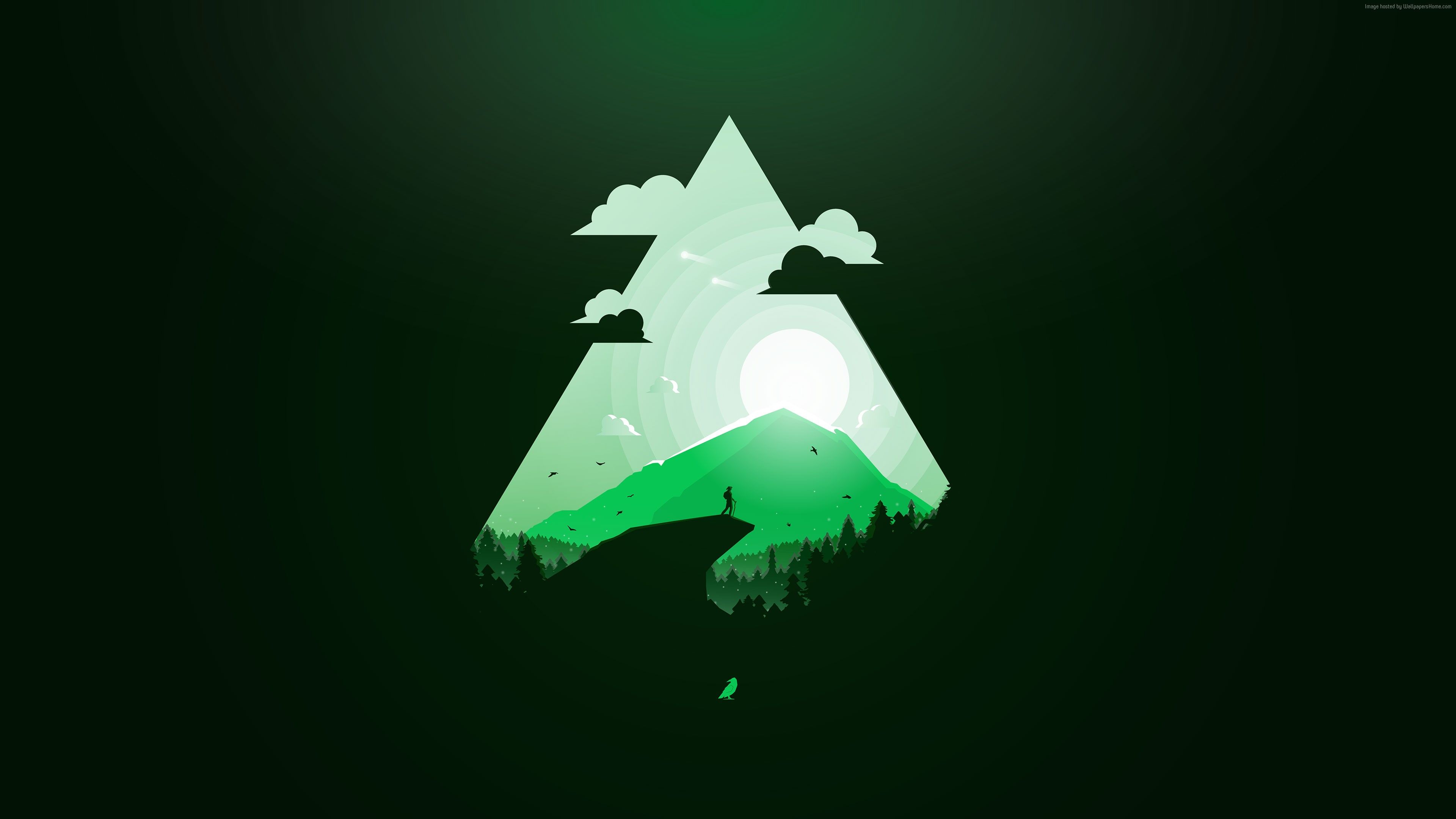 Black &Amp; Green Triangle Wallpapers