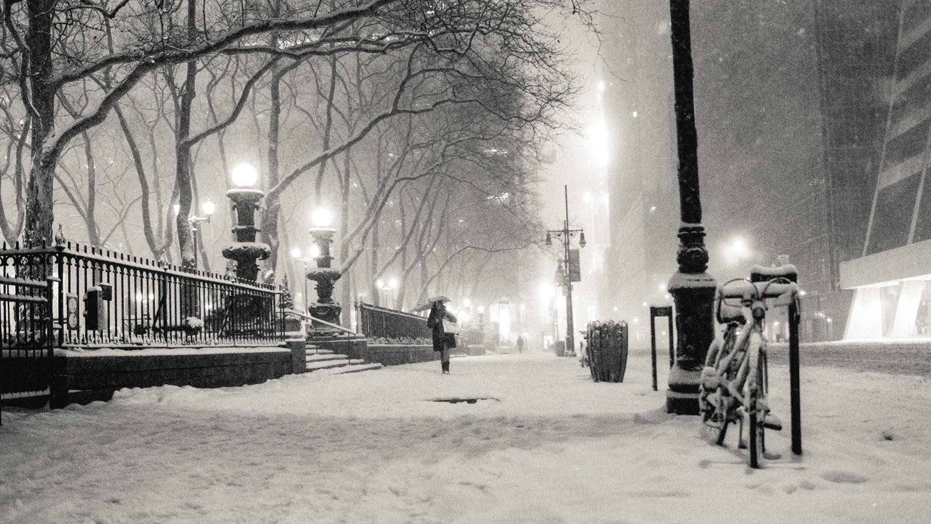 Black &Amp; White Snow Winter Night Wallpapers