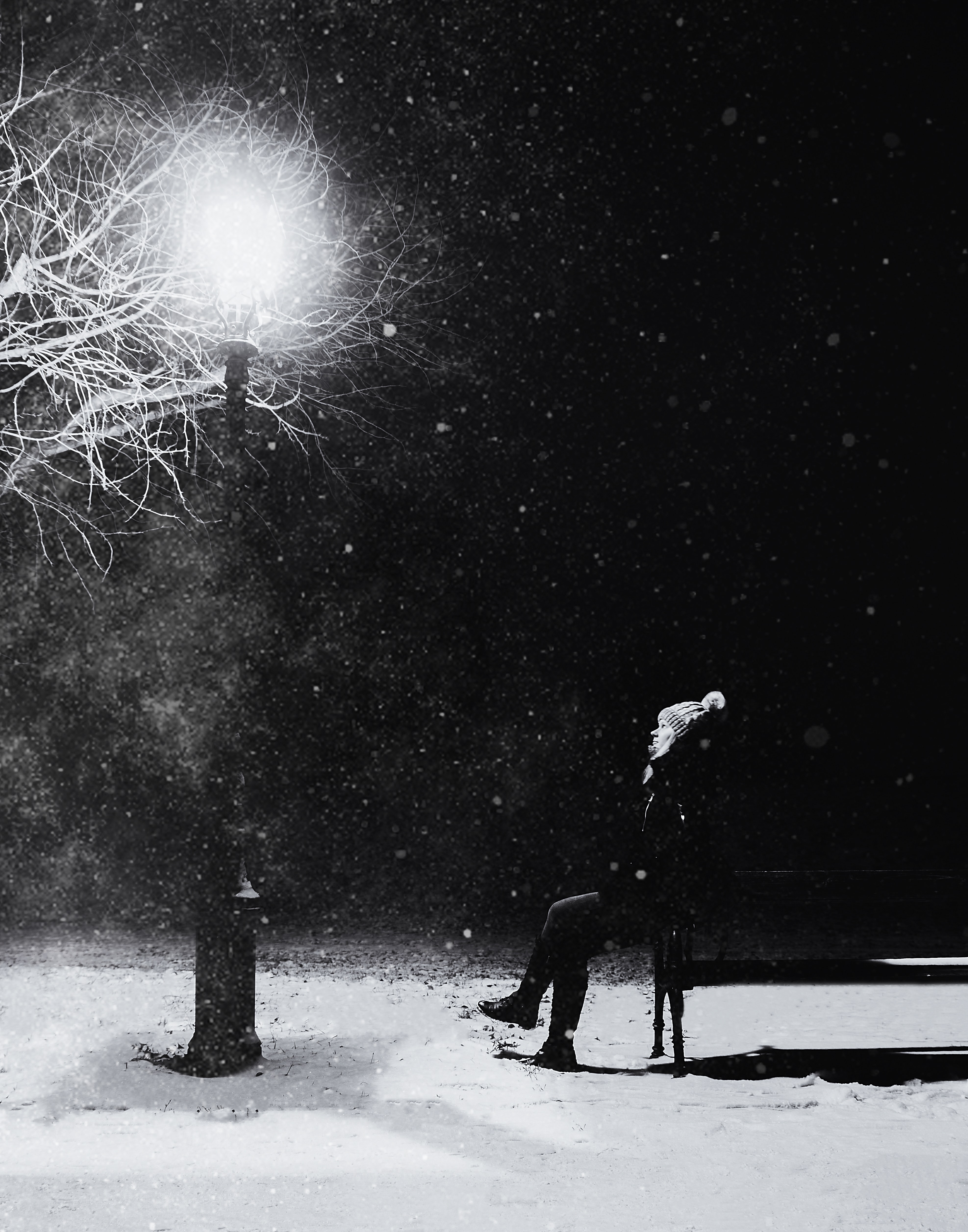 Black &Amp; White Snow Winter Night Wallpapers