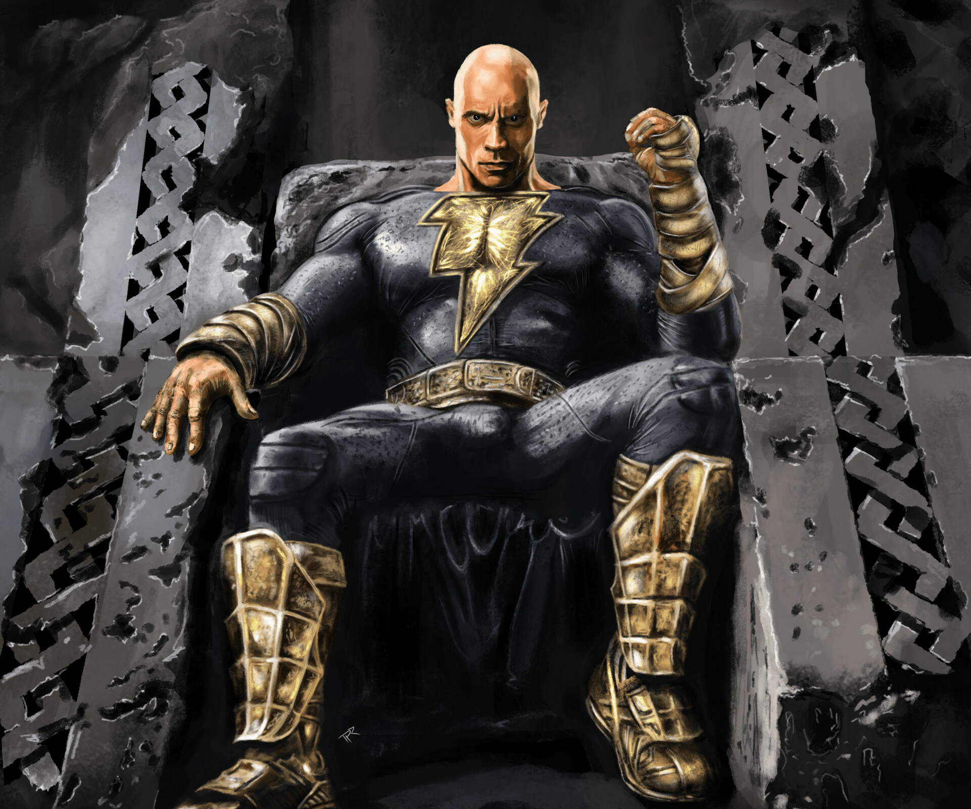 Black Adam As Dwayne Johnson Cool Art Wallpapers