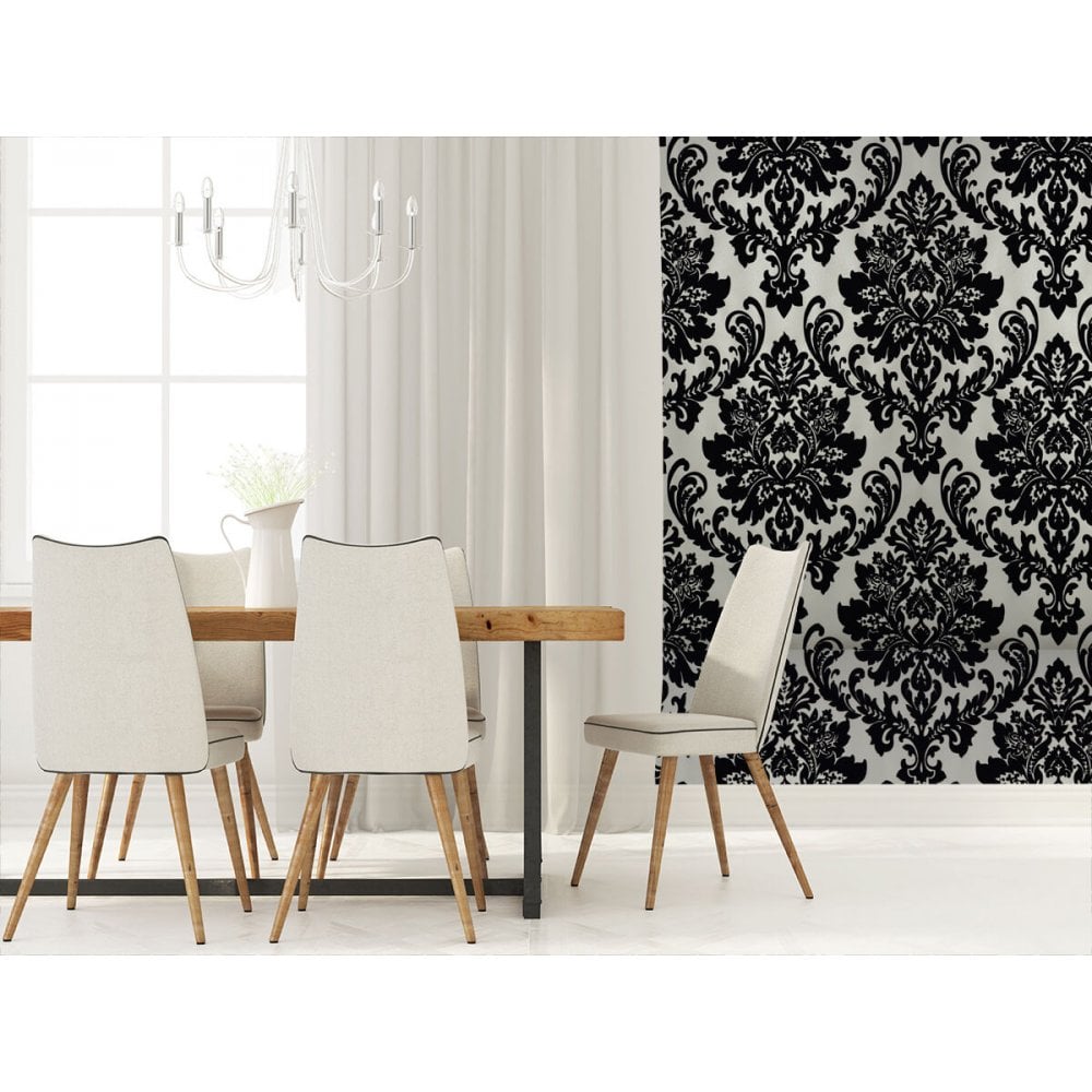 Black And Cream Damask Wallpapers