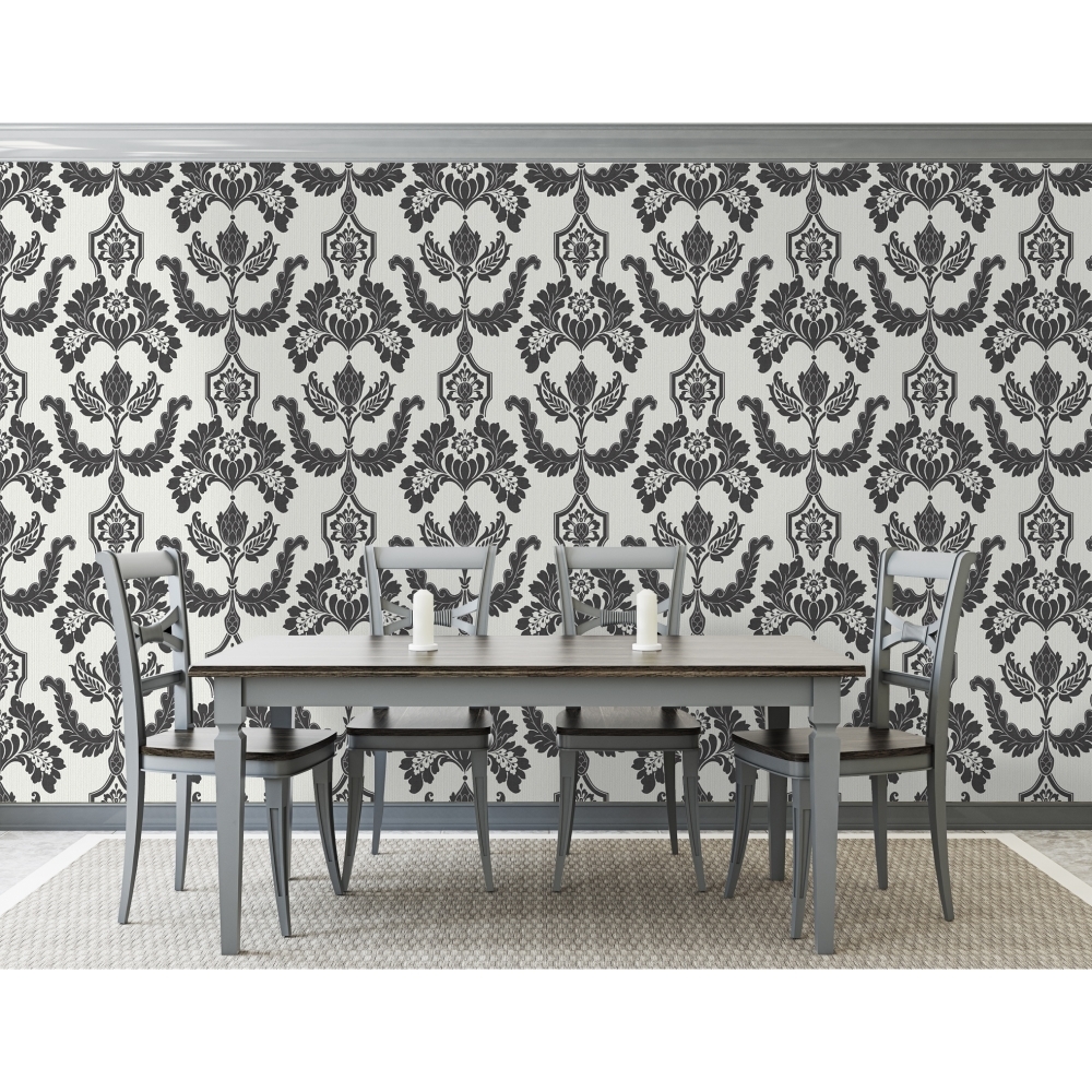 Black And Cream Damask Wallpapers