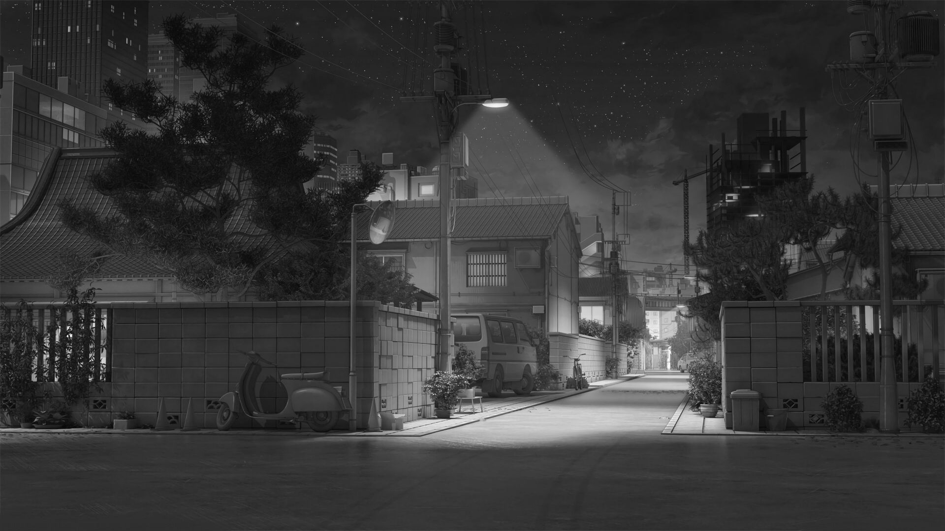 Black And White Anime Scenery Wallpapers