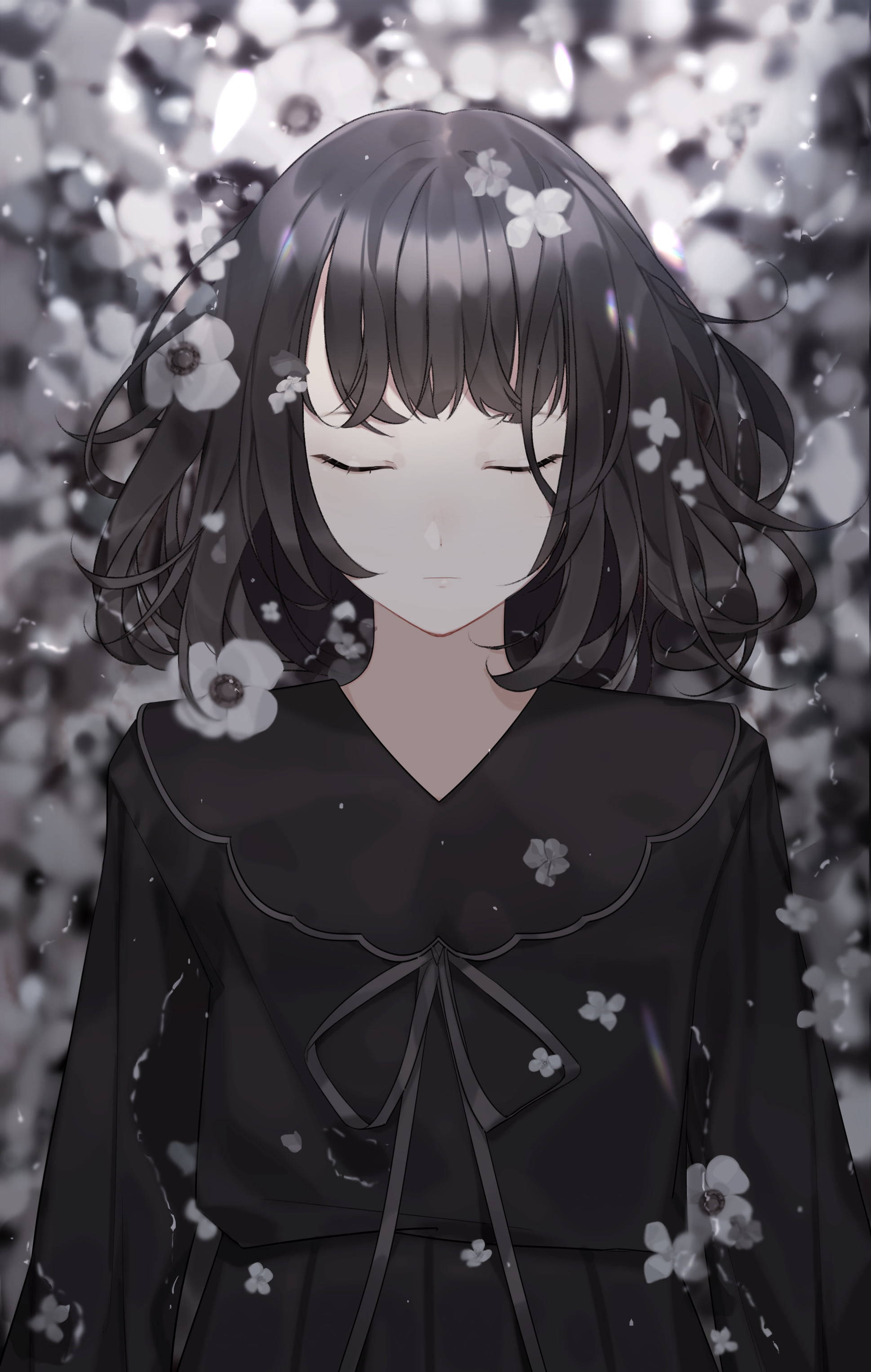 Black And White Sad Anime Girl Wallpapers