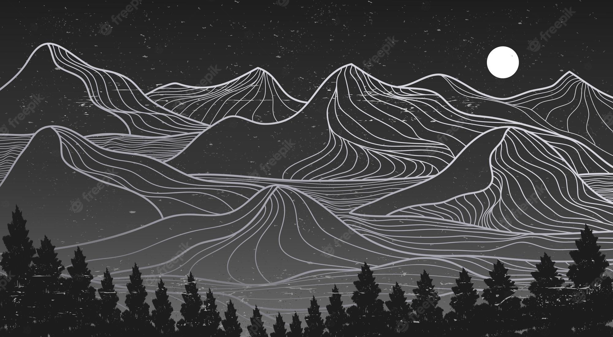 Black Mountains Vector Minimal Art Wallpapers