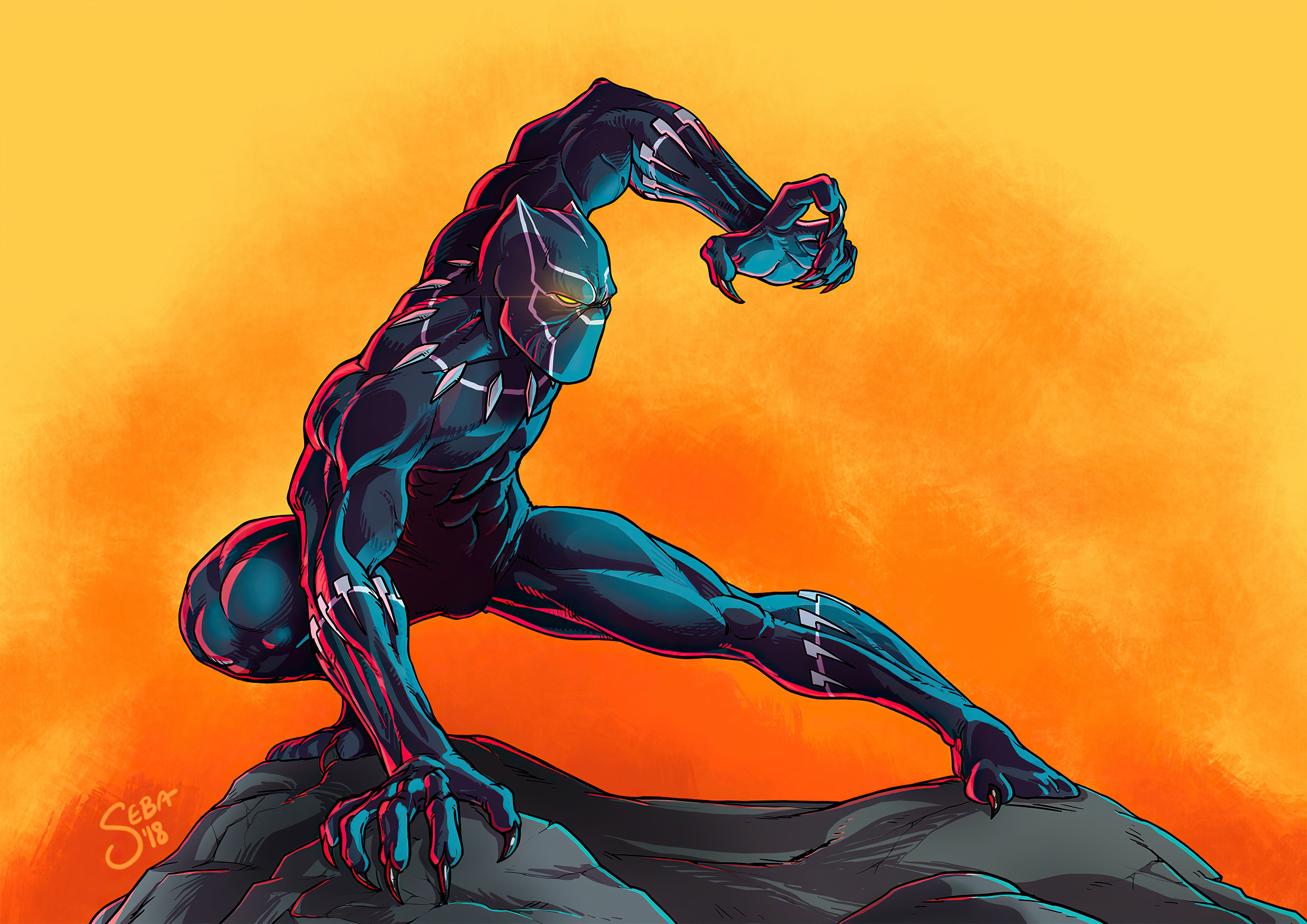 Black Panther Flat Digital Art Wallpapers