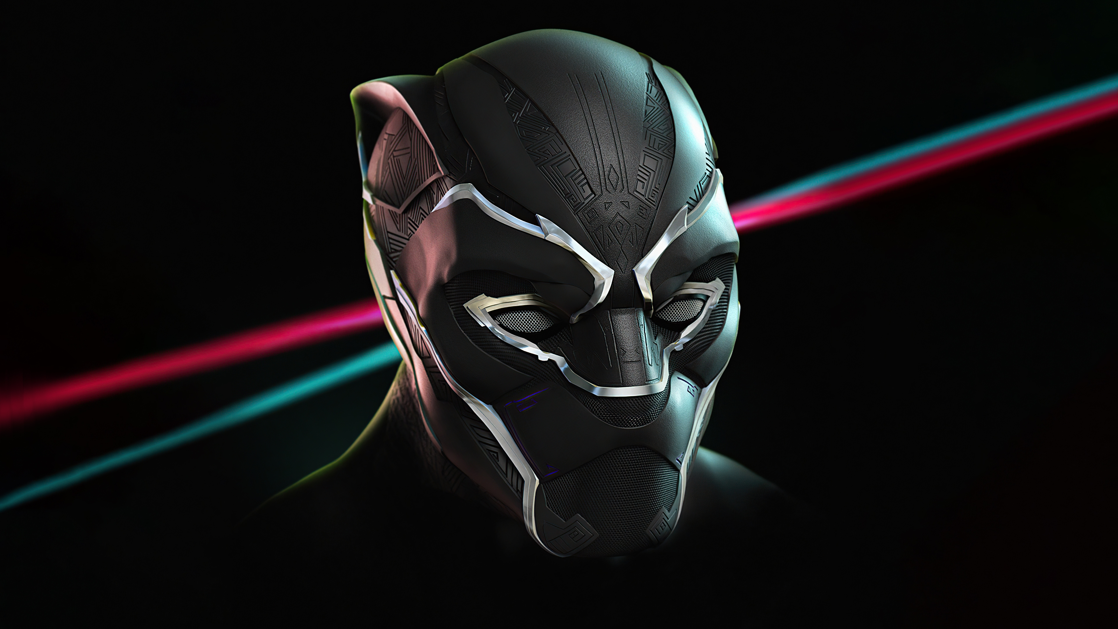 Black Panther Helmet Illustration 5K Wallpapers