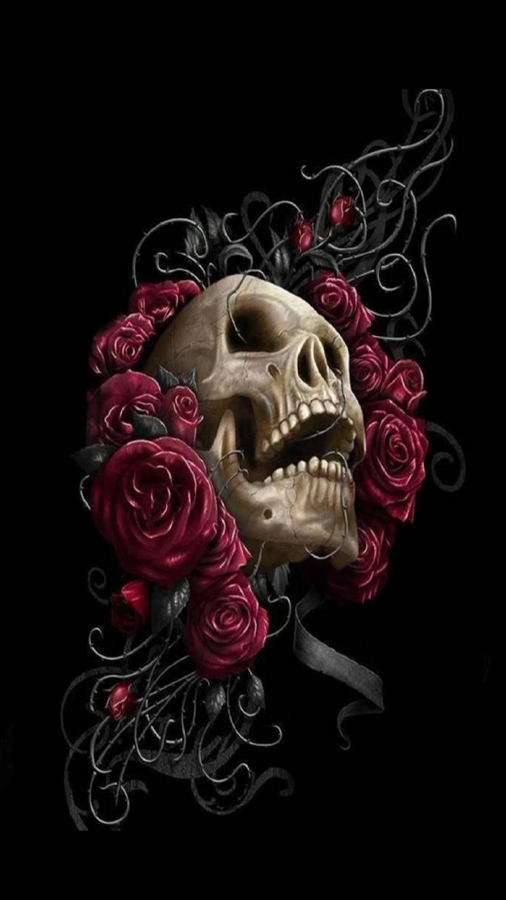 Black Skulls And Roses Wallpapers