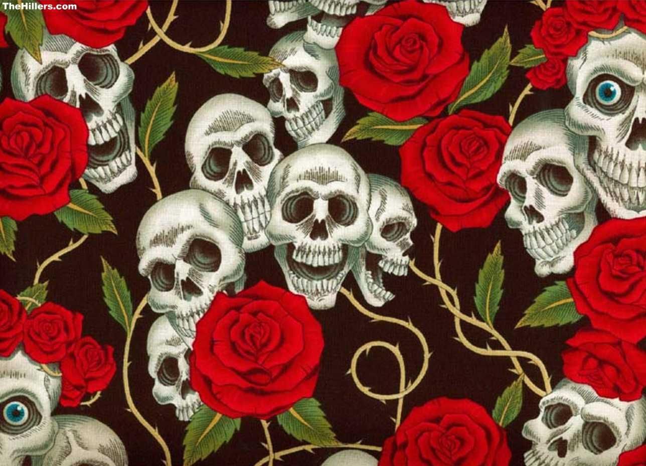 Black Skulls And Roses Wallpapers