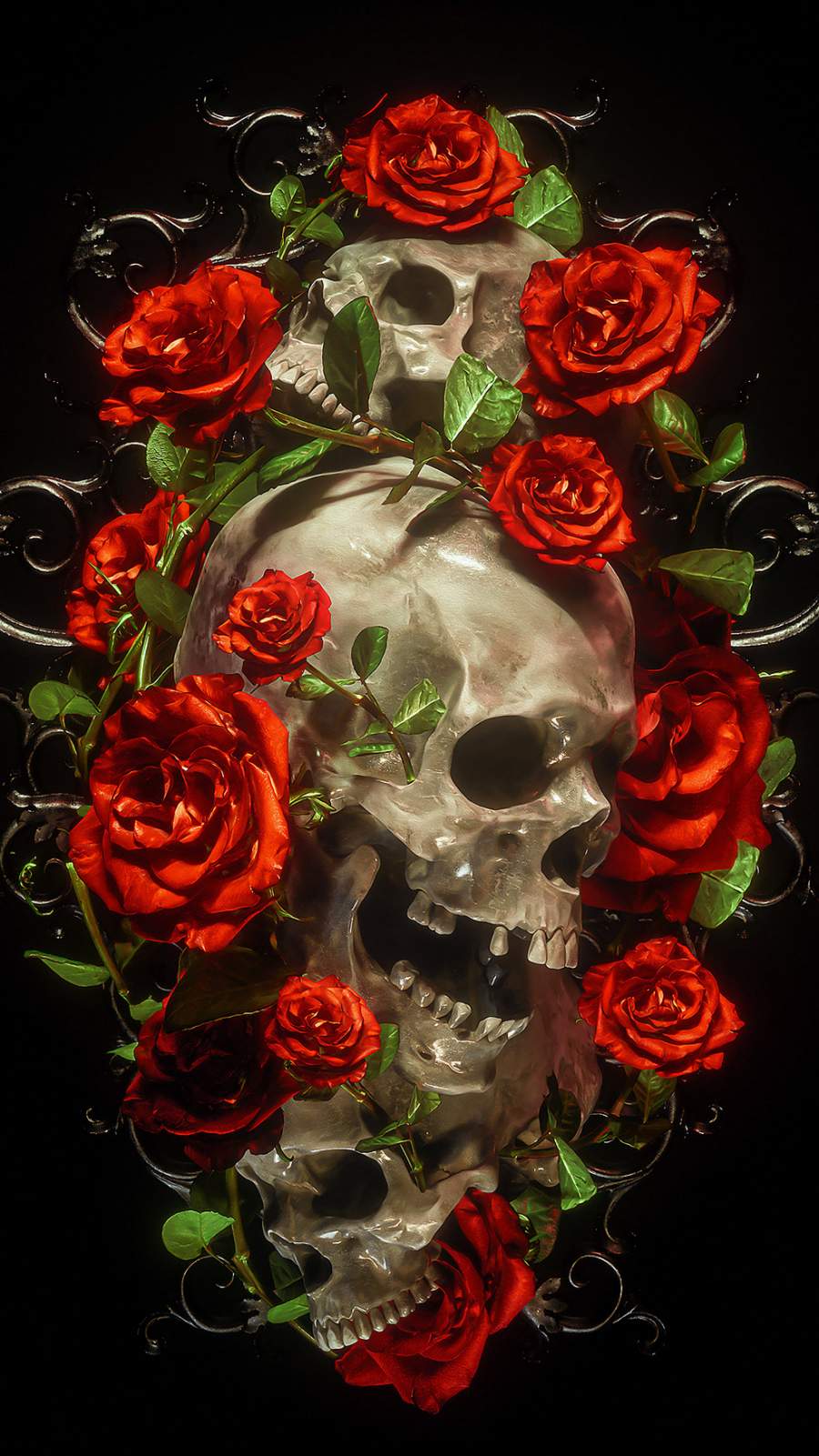 Black Skulls And Roses Wallpapers