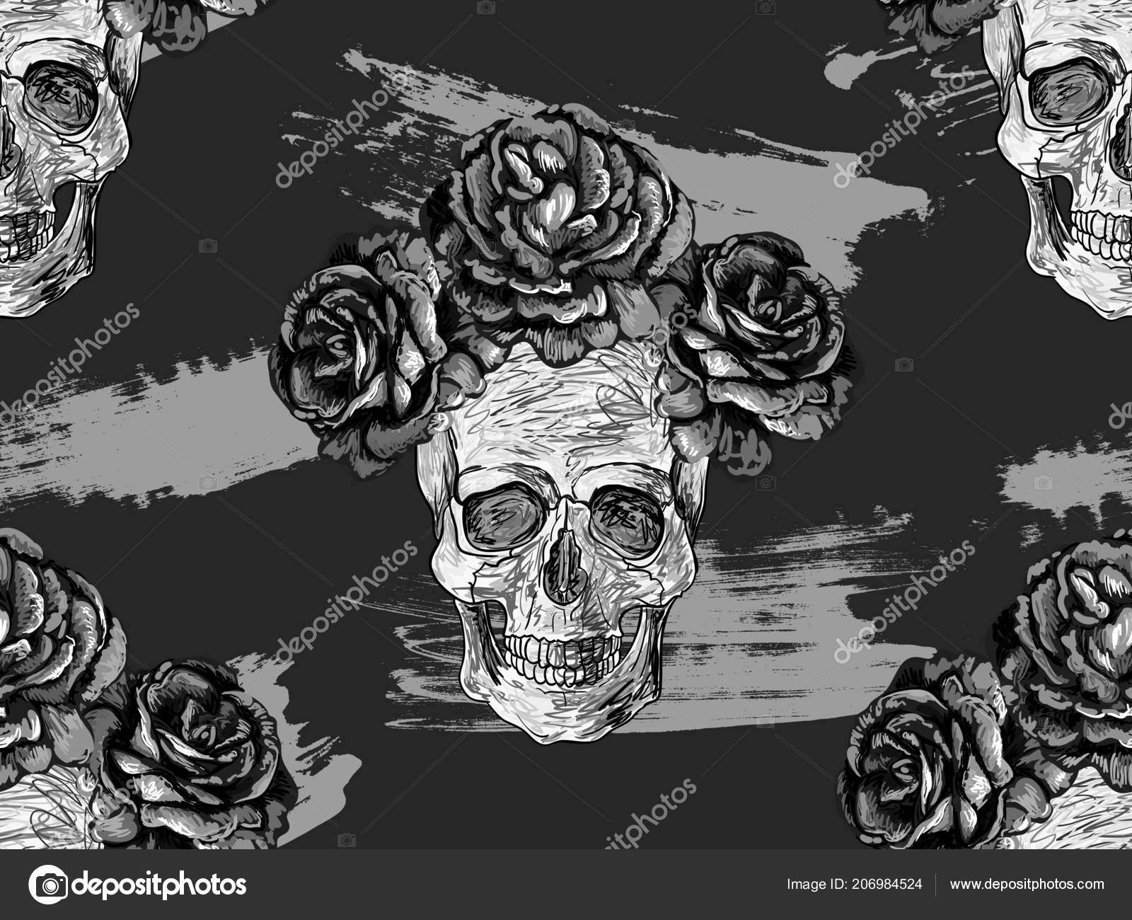 Black Skulls And Roses Wallpapers