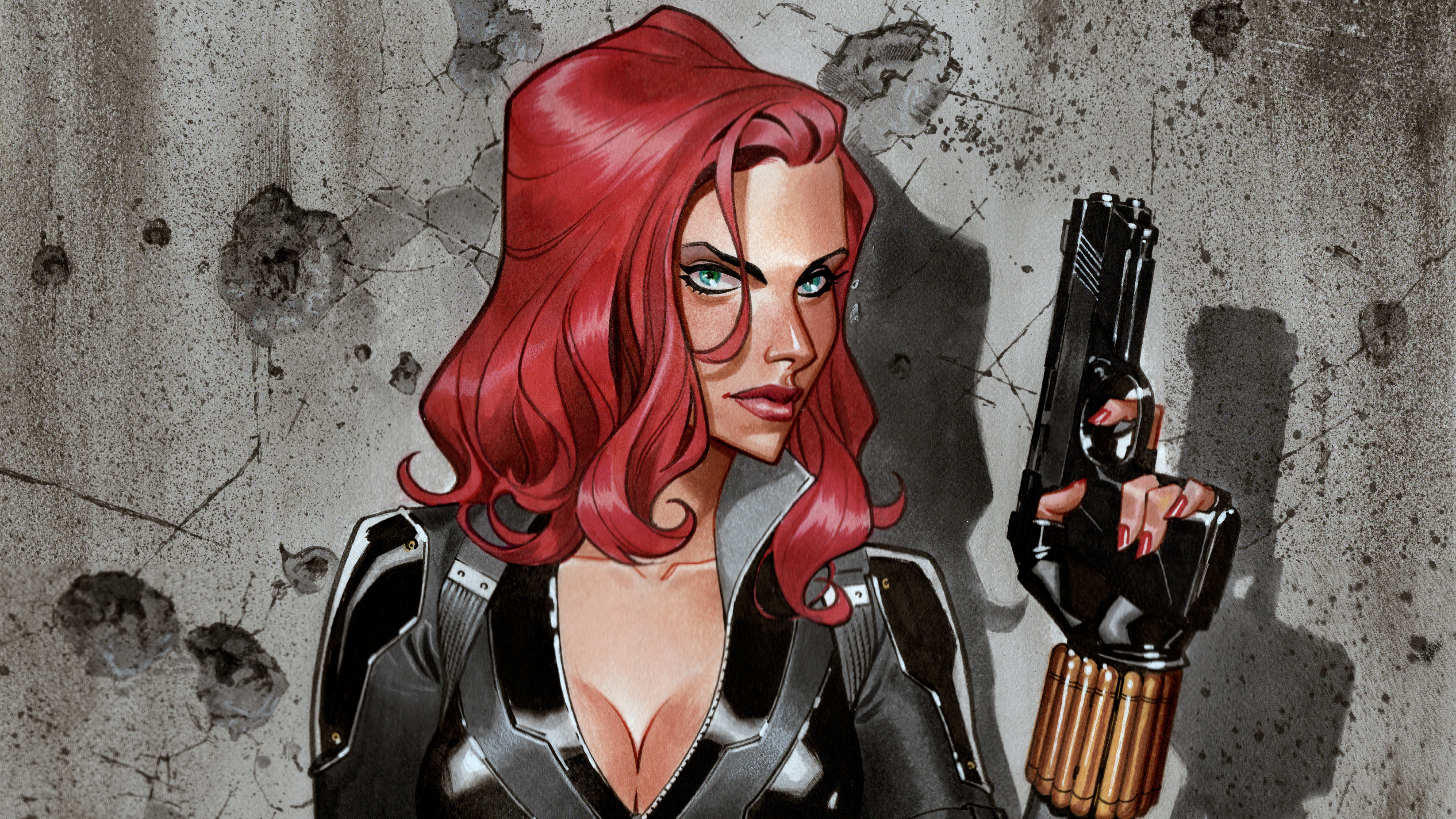 Black Widow Red Hair Digital Art Wallpapers