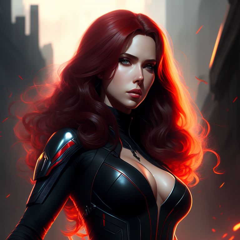 Black Widow Red Hair Digital Art Wallpapers