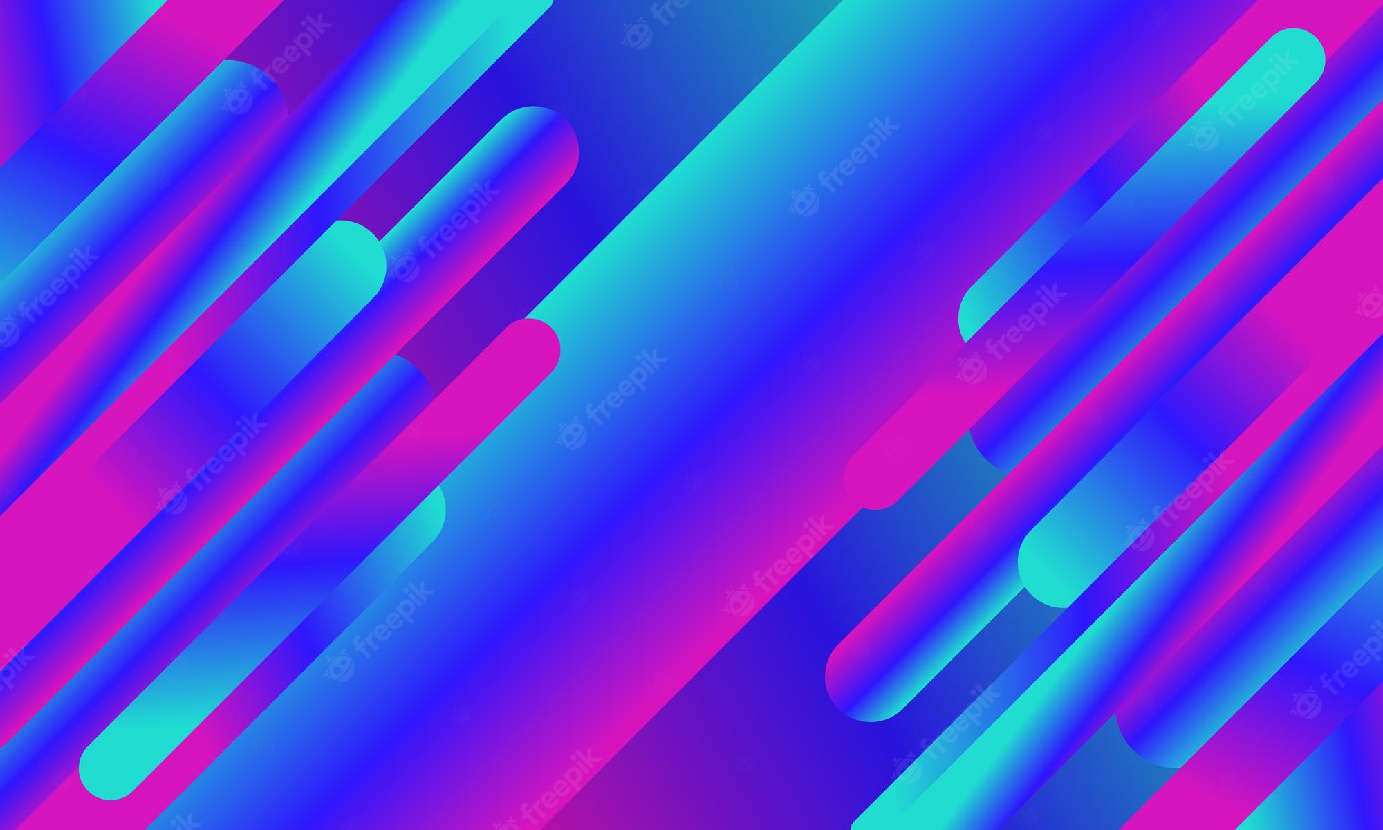 Blue Abstract Shape Neon Lines Wallpapers