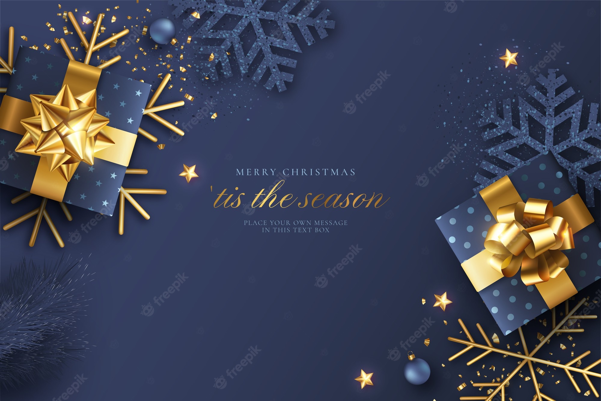 Blue And Gold Christmas Background