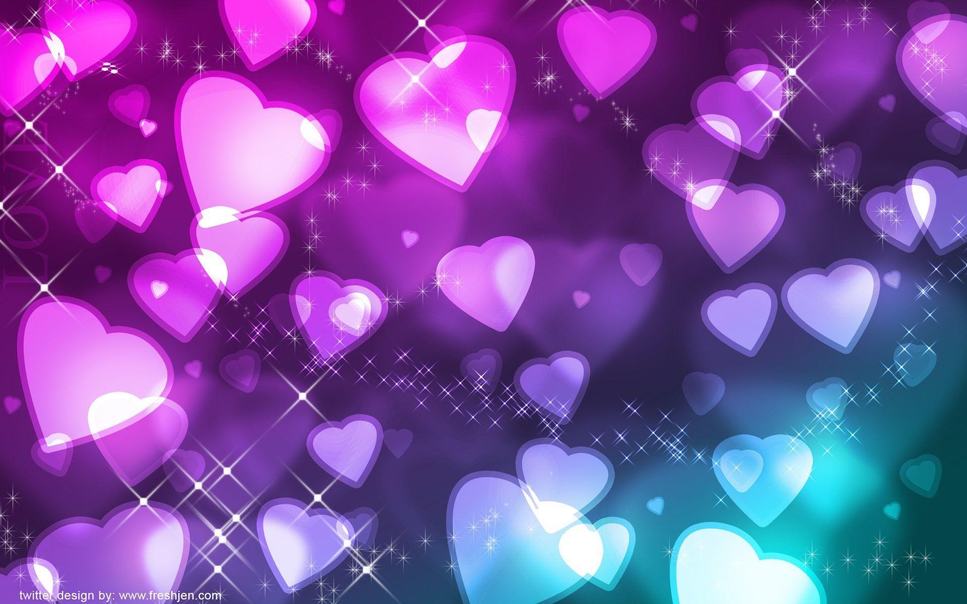 Blue And Purple Hearts Wallpapers