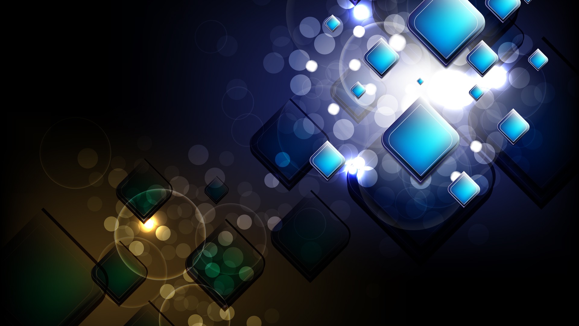 Blue Digital Art Squares Wallpapers