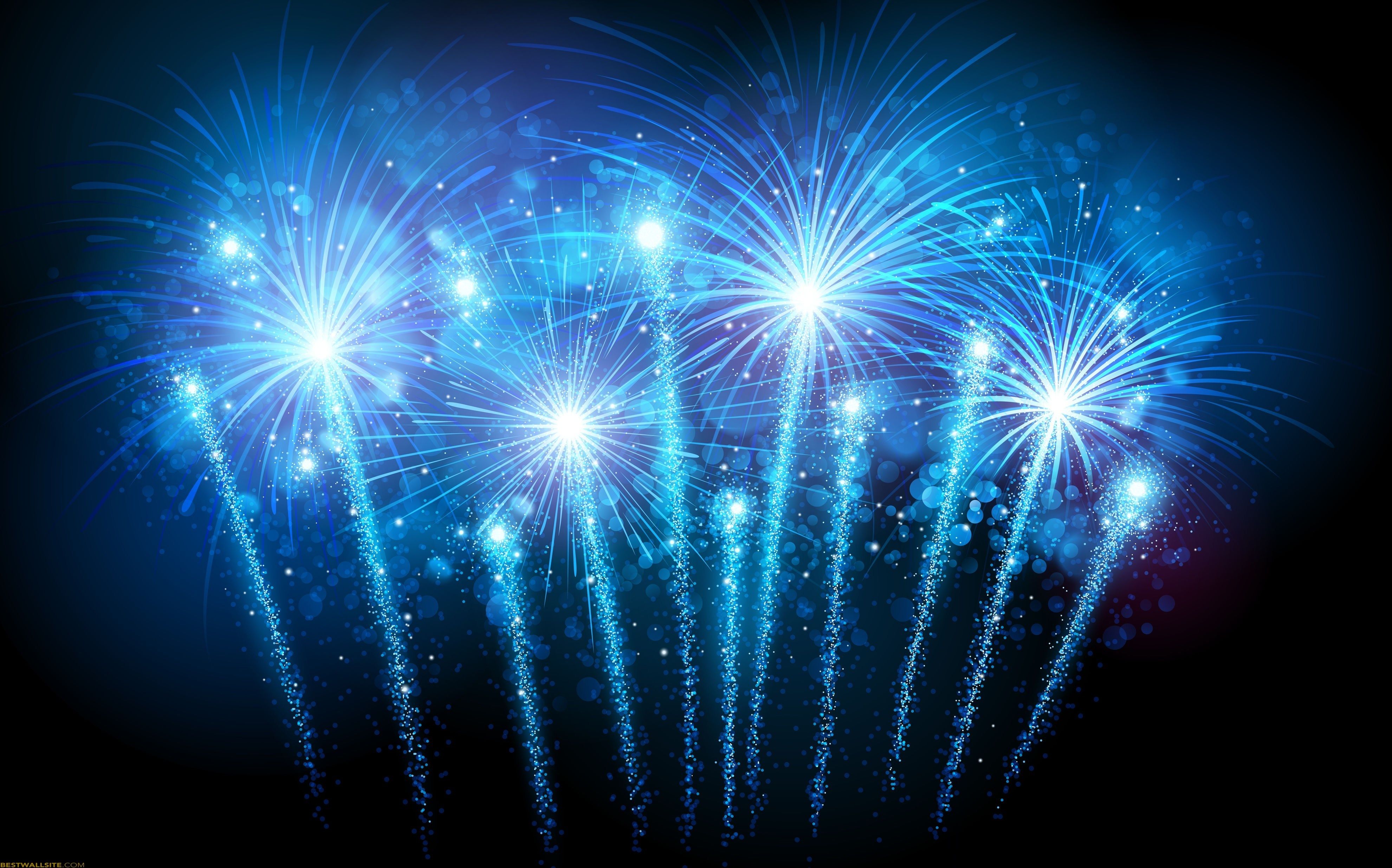 Blue Fireworks Background