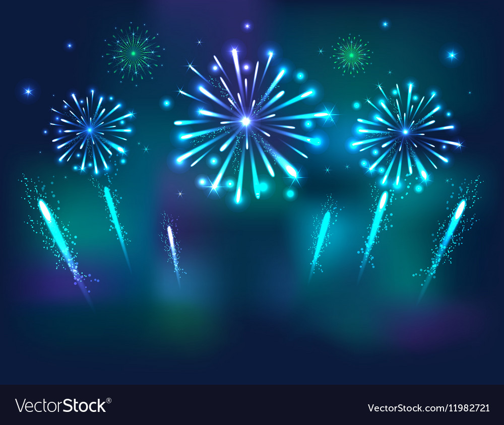 Blue Fireworks Background