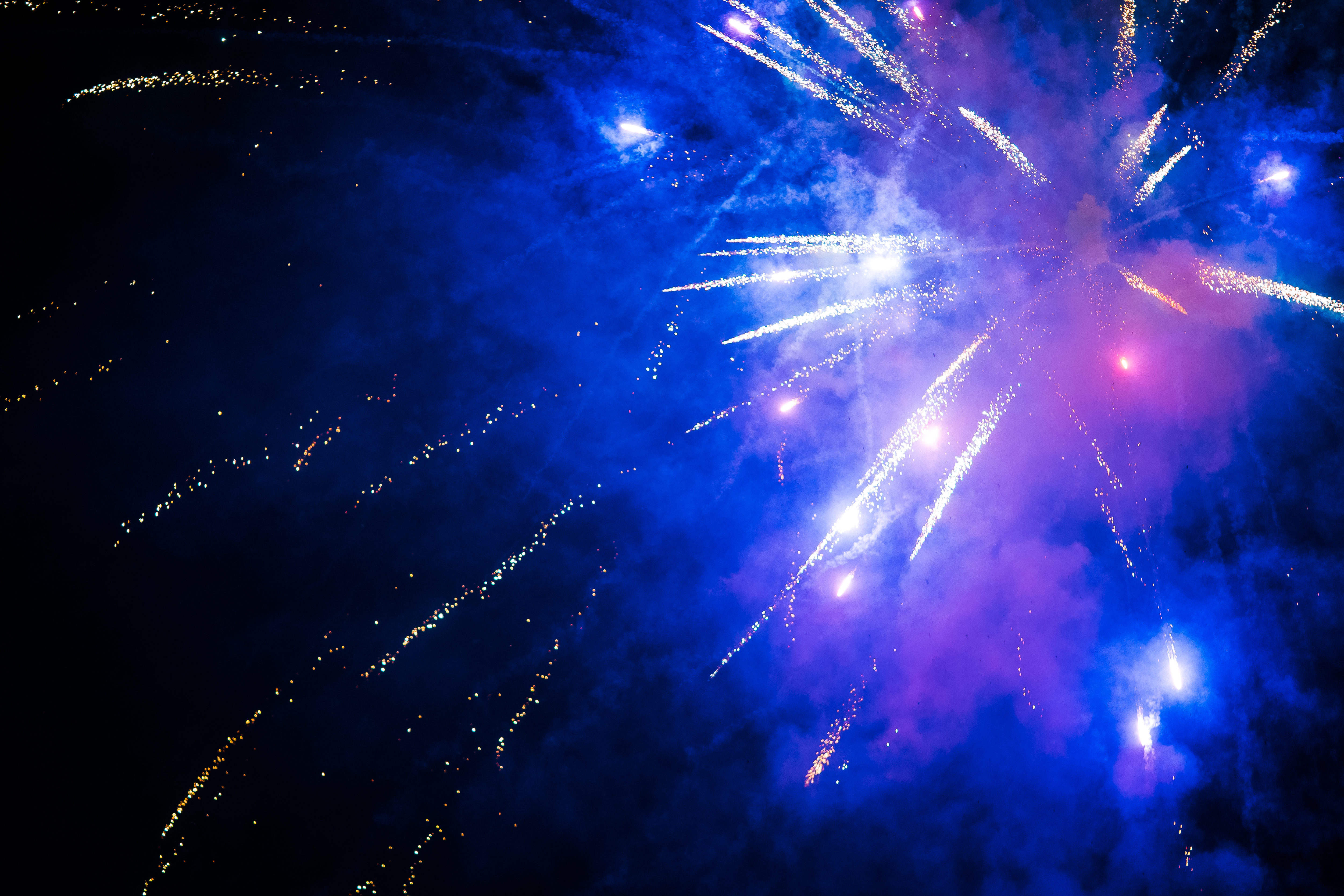 Blue Fireworks Background