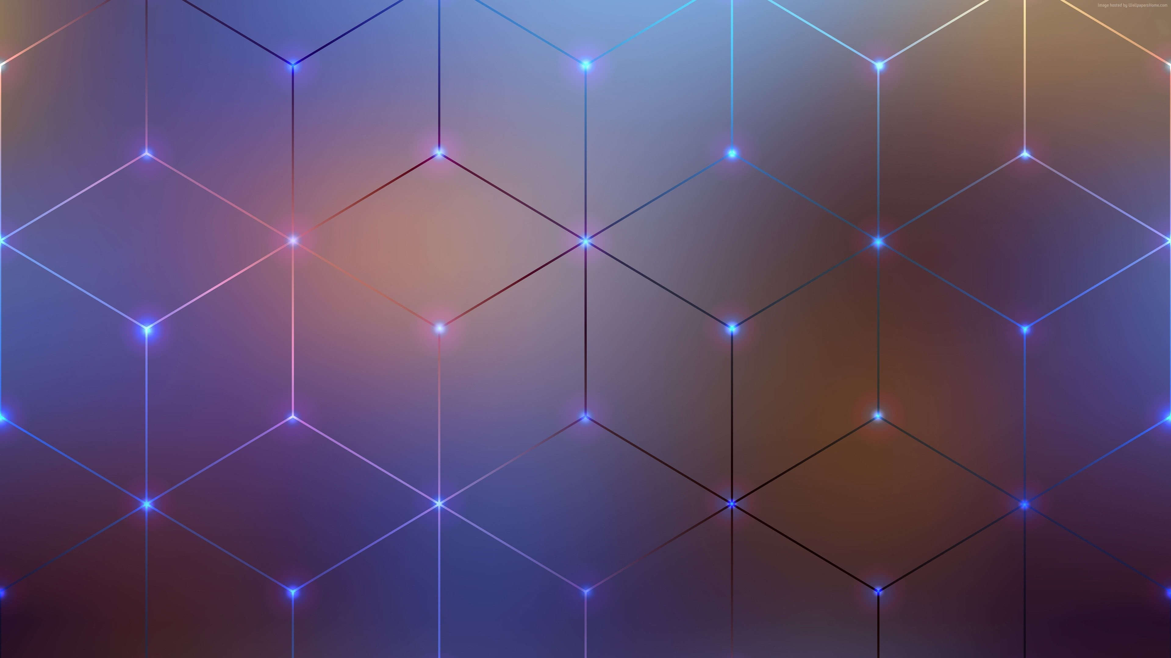 Blue Flash Hexagon 4K Wallpapers