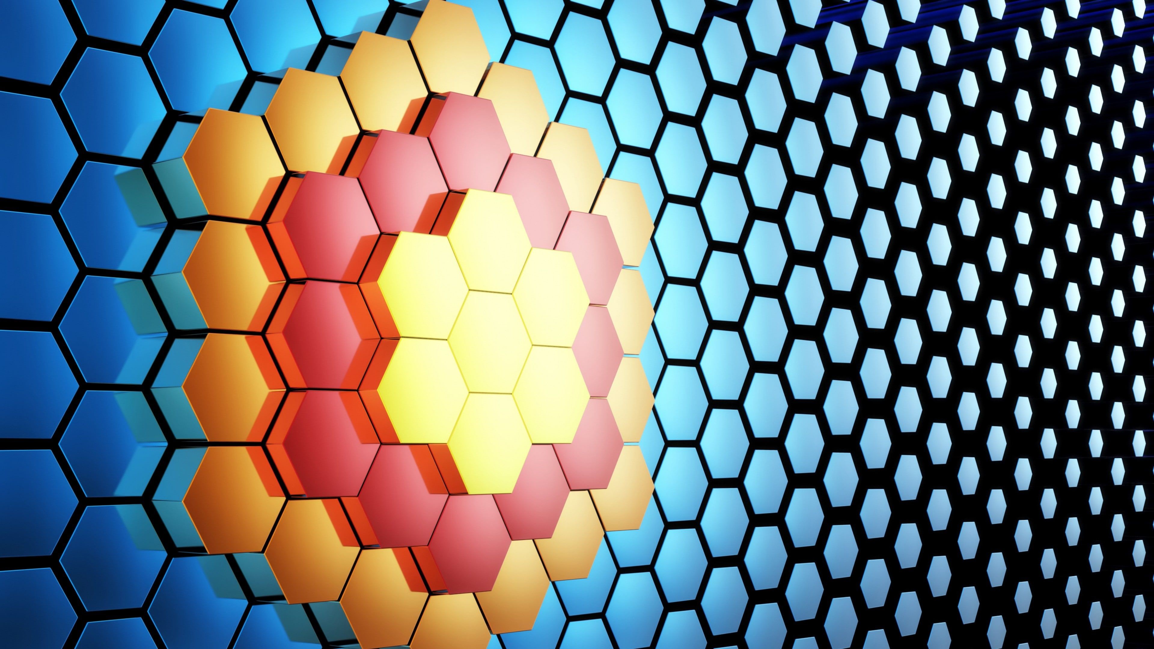 Blue Flash Hexagon 4K Wallpapers