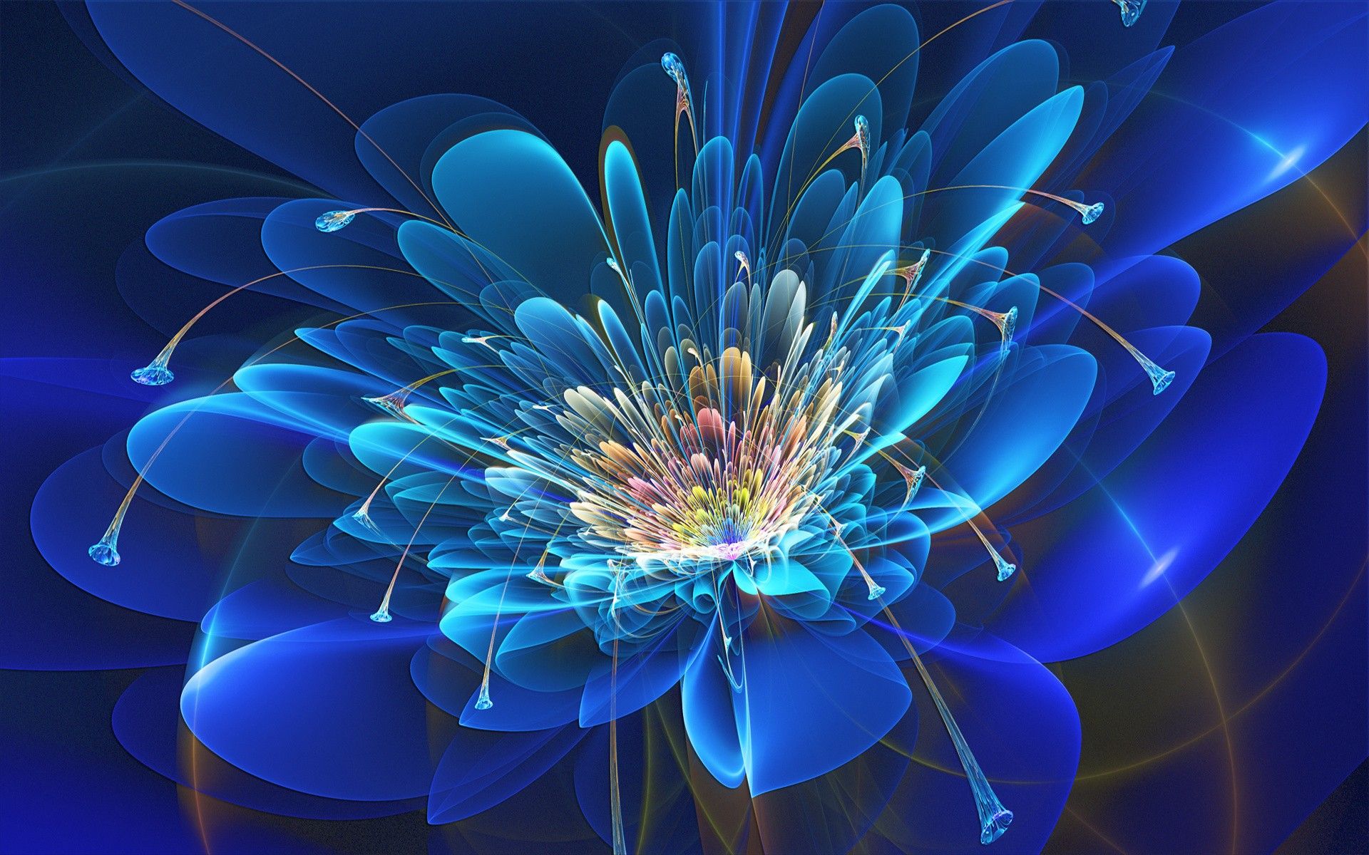 Blue Fractal Flower Wallpapers