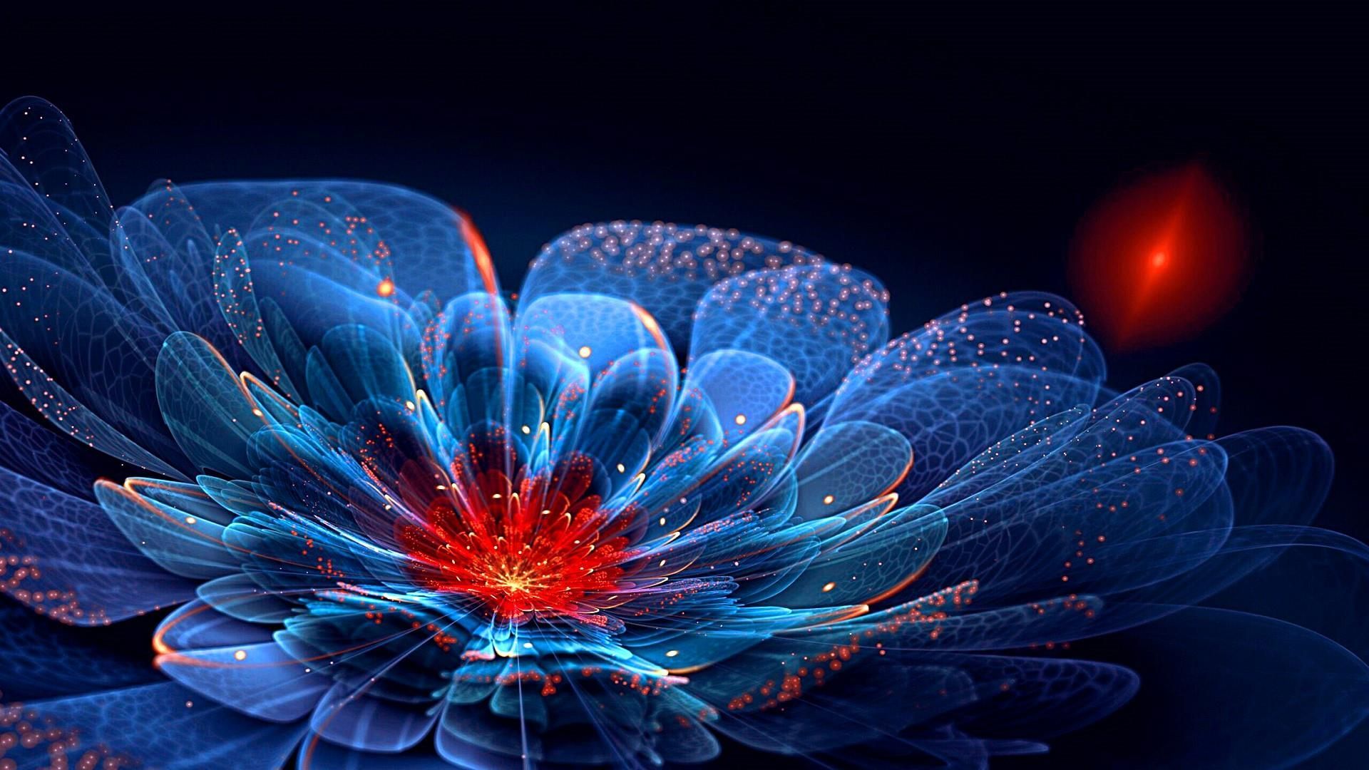 Blue Fractal Flower Wallpapers