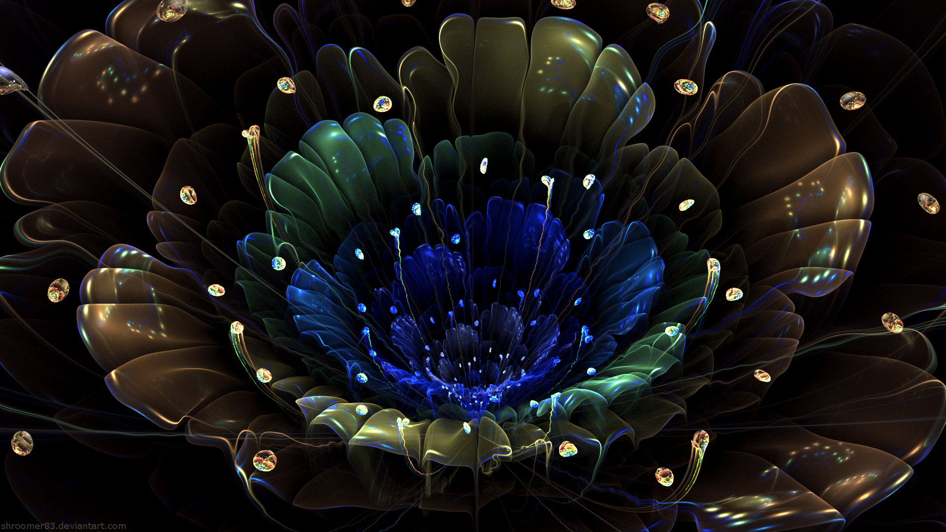 Blue Fractal Flower Wallpapers