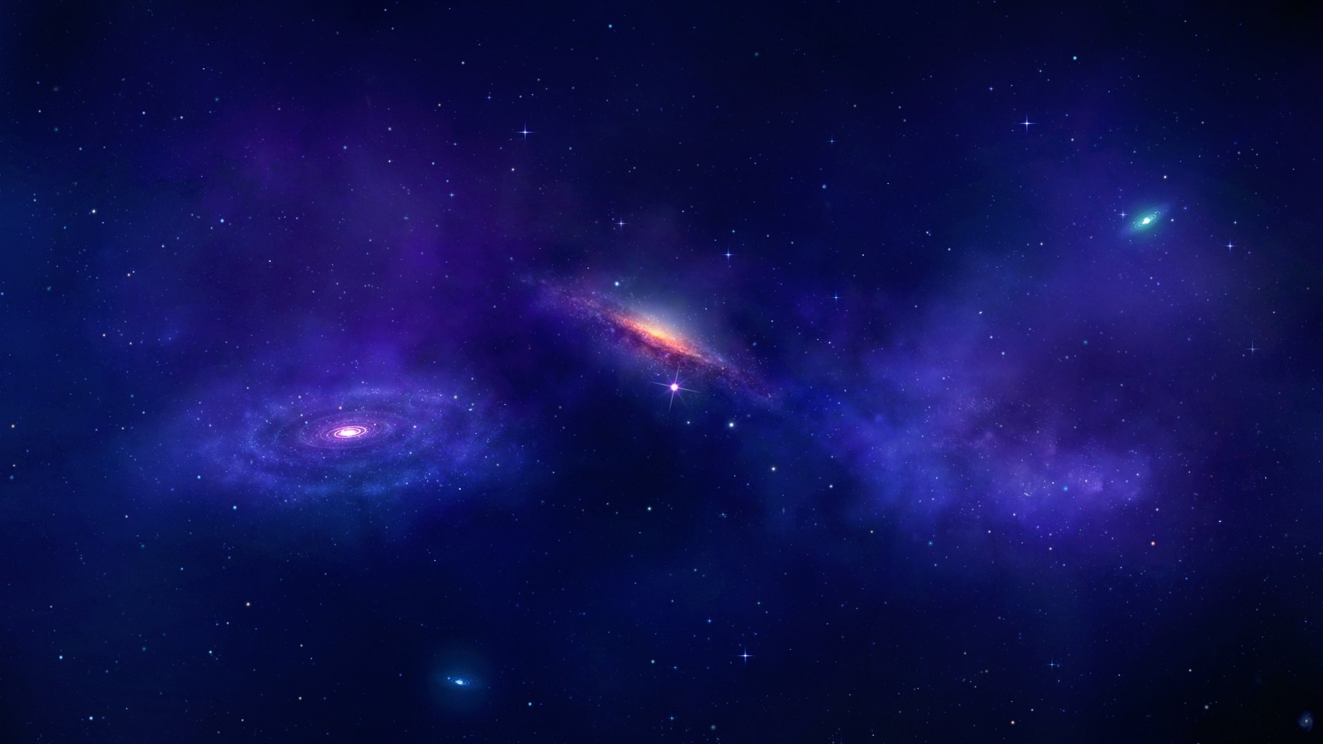 Blue Galaxy Space Digital Wallpapers