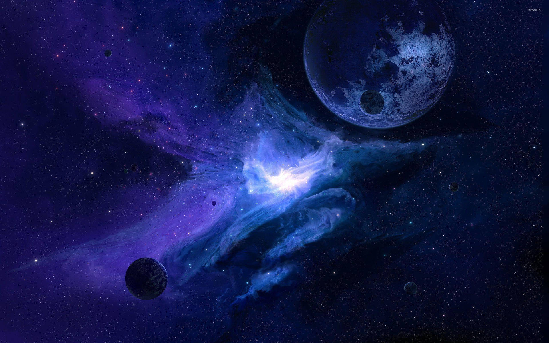 Blue Galaxy Space Digital Wallpapers