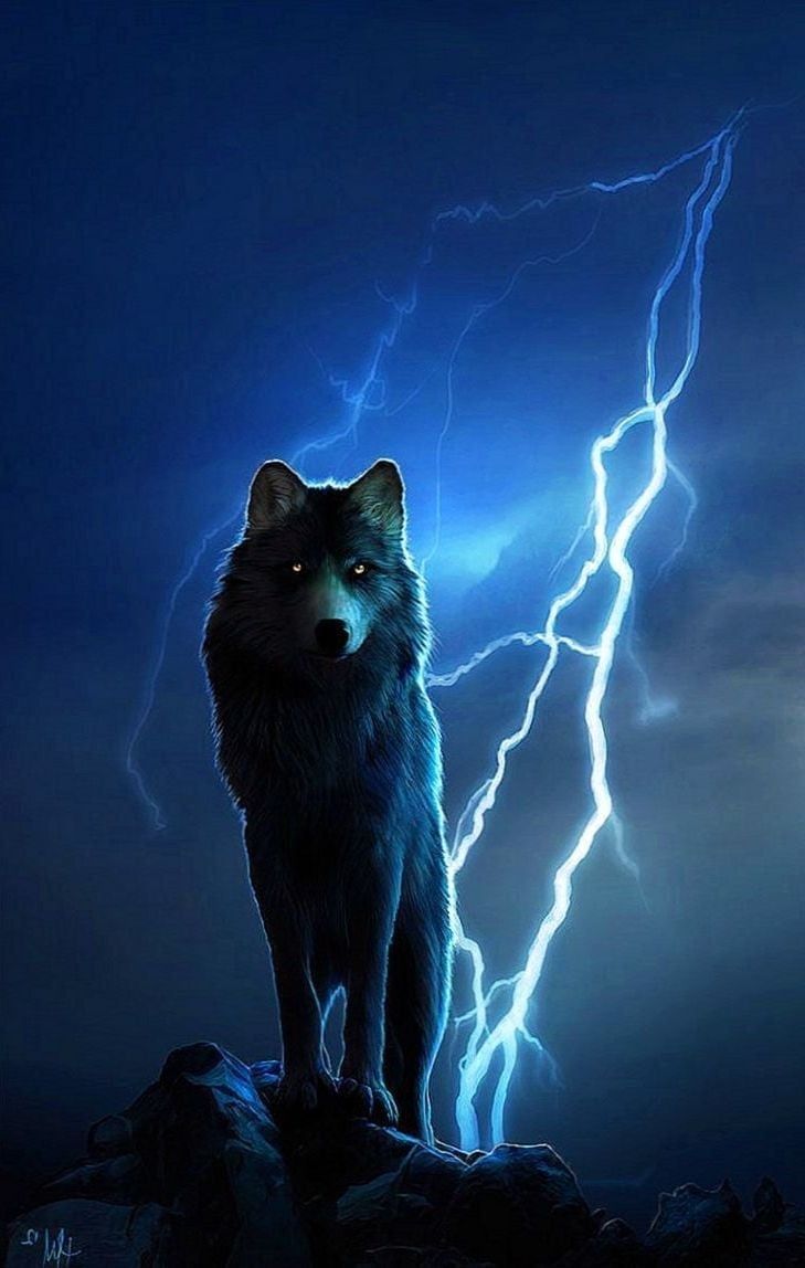 Blue Lightning Wolf Wallpapers