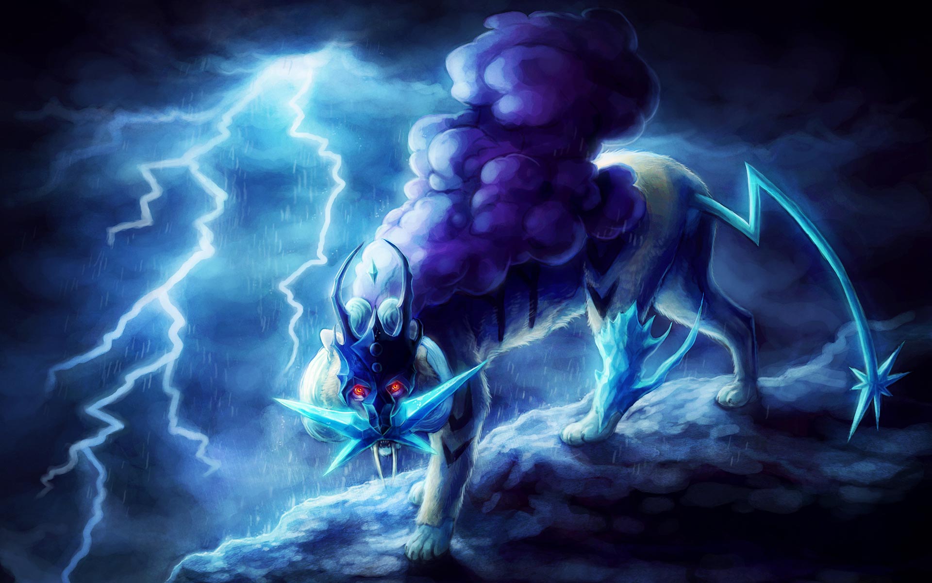 Blue Lightning Wolf Wallpapers