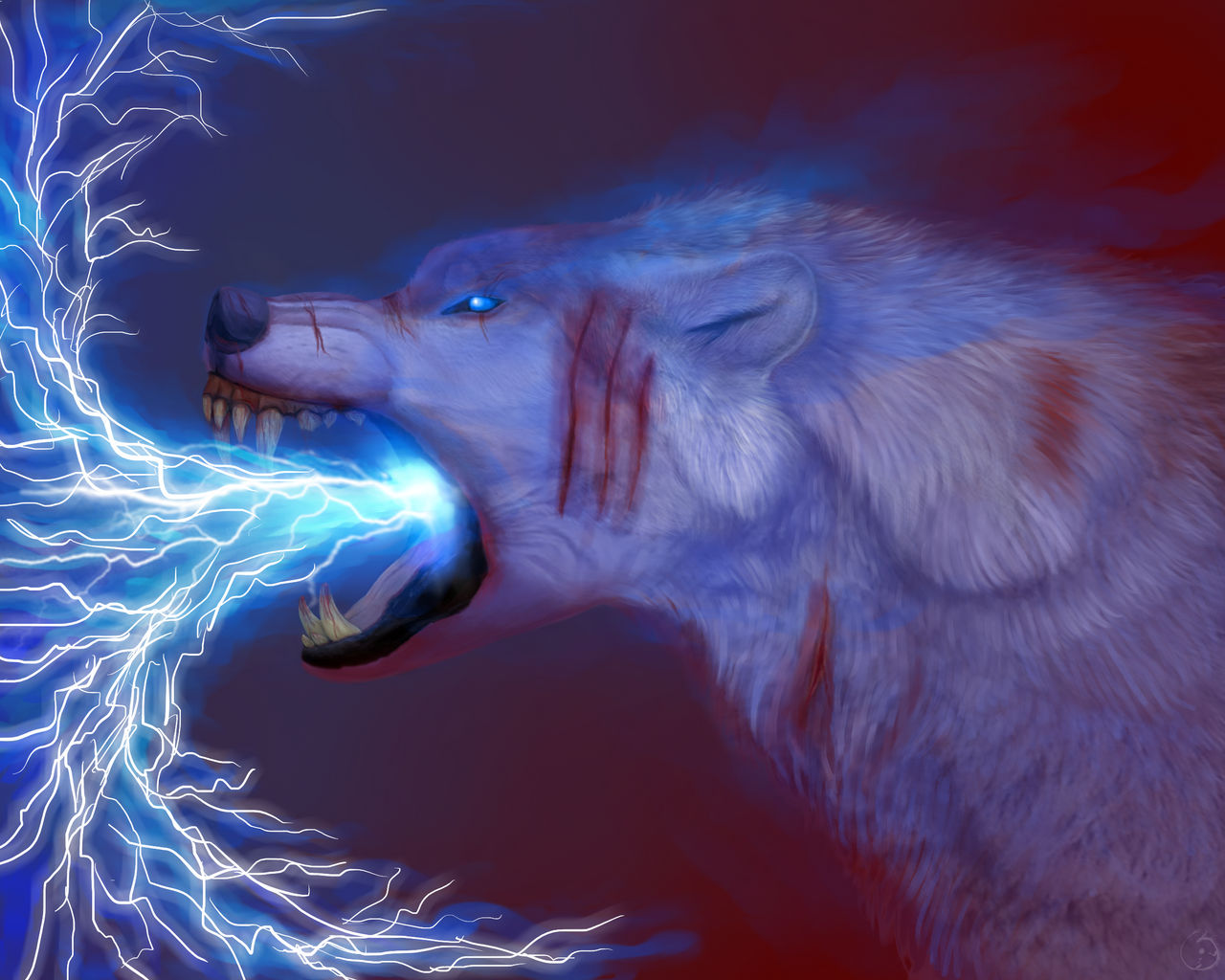 Blue Lightning Wolf Wallpapers