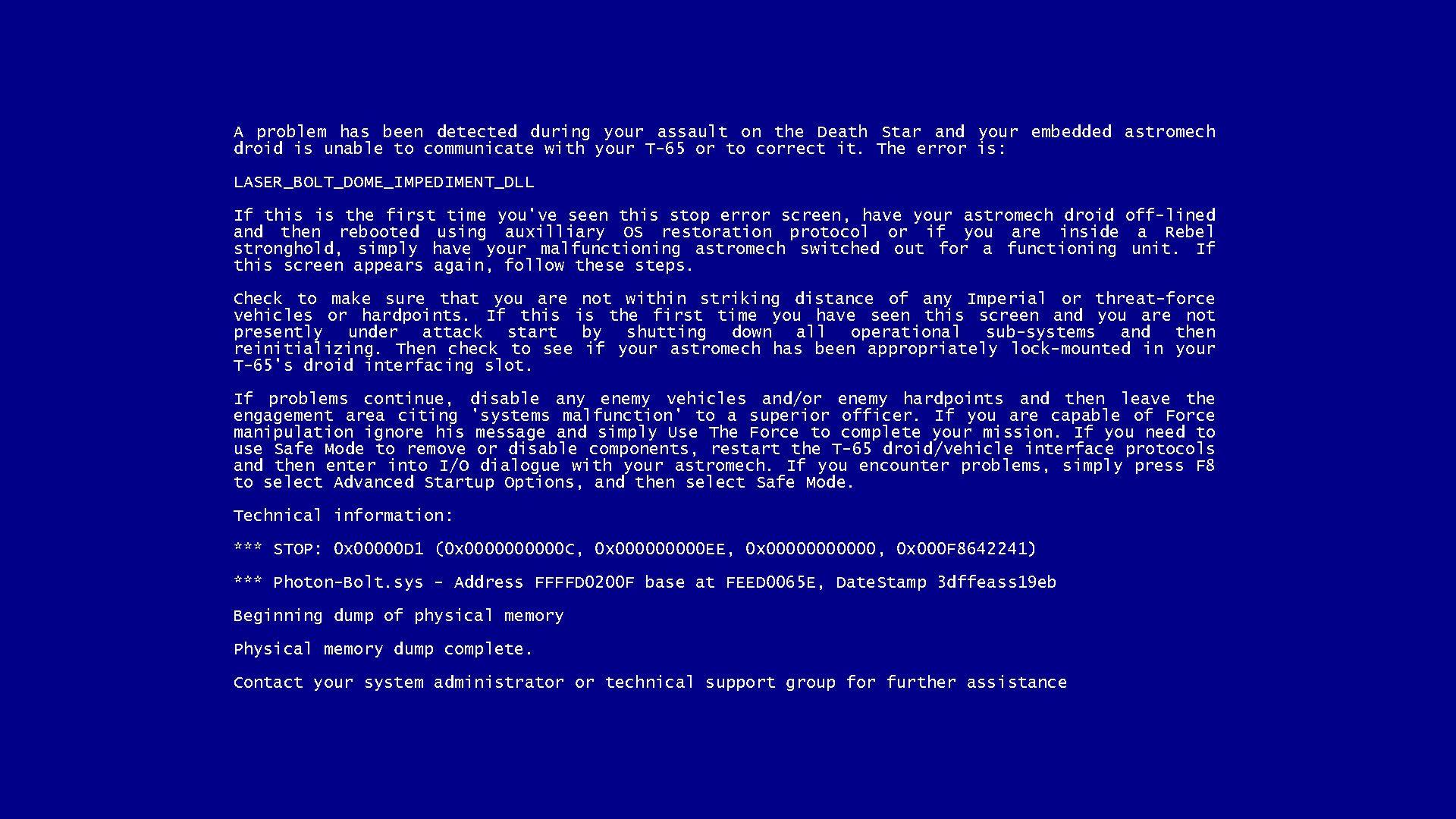 Blue Screen Of Death 1920X1080 Wallpapers